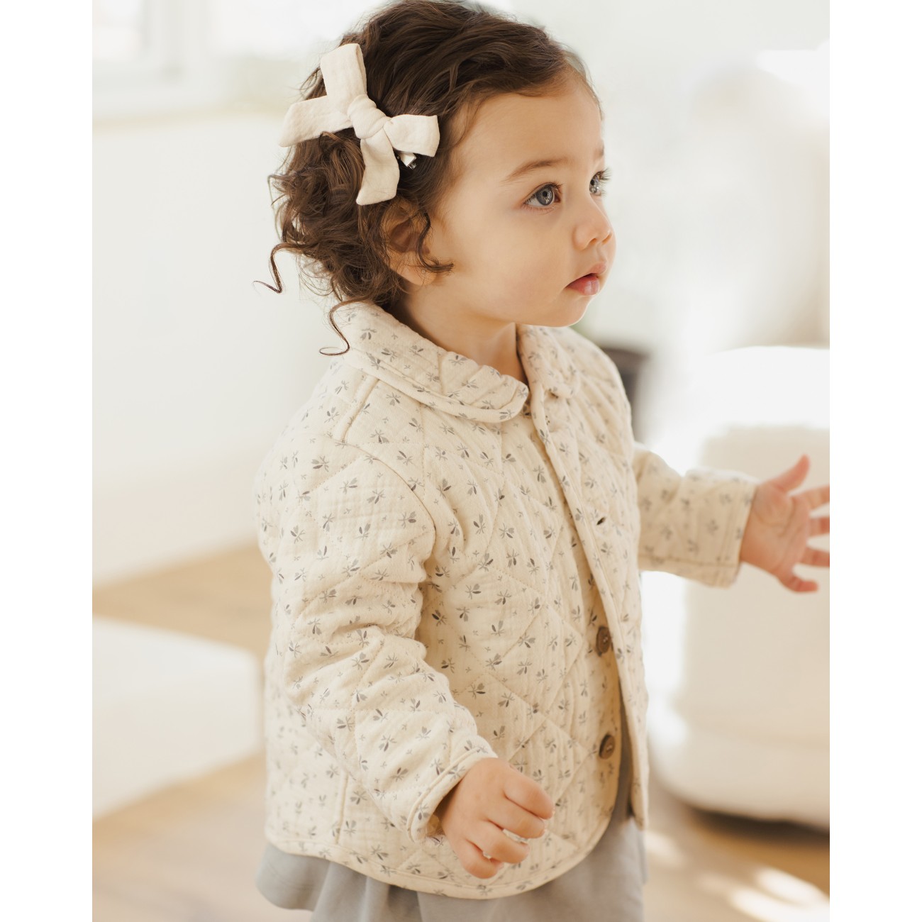 Bow W. Clip Set Of 3 Natural & Fern & Rose