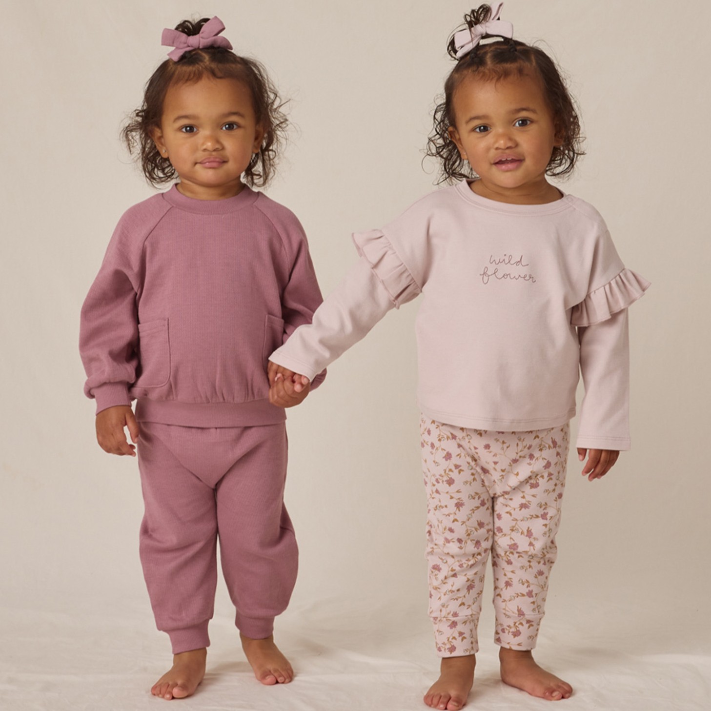 Ruffle Long Sleeve Tee Wild Flower & Drawstring Pant Garden