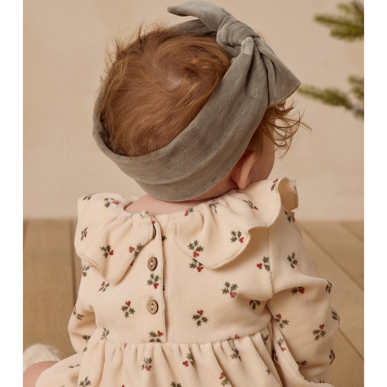 Velour Bow Headband Forest