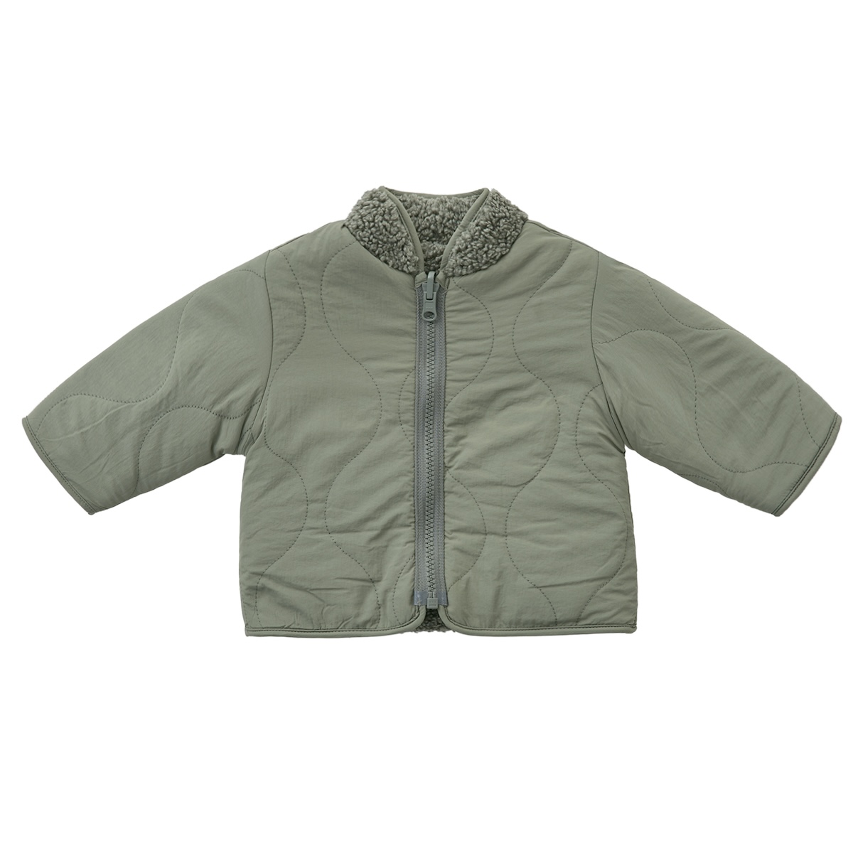 REVERSIBLE Shearling Zip Jacket Forest