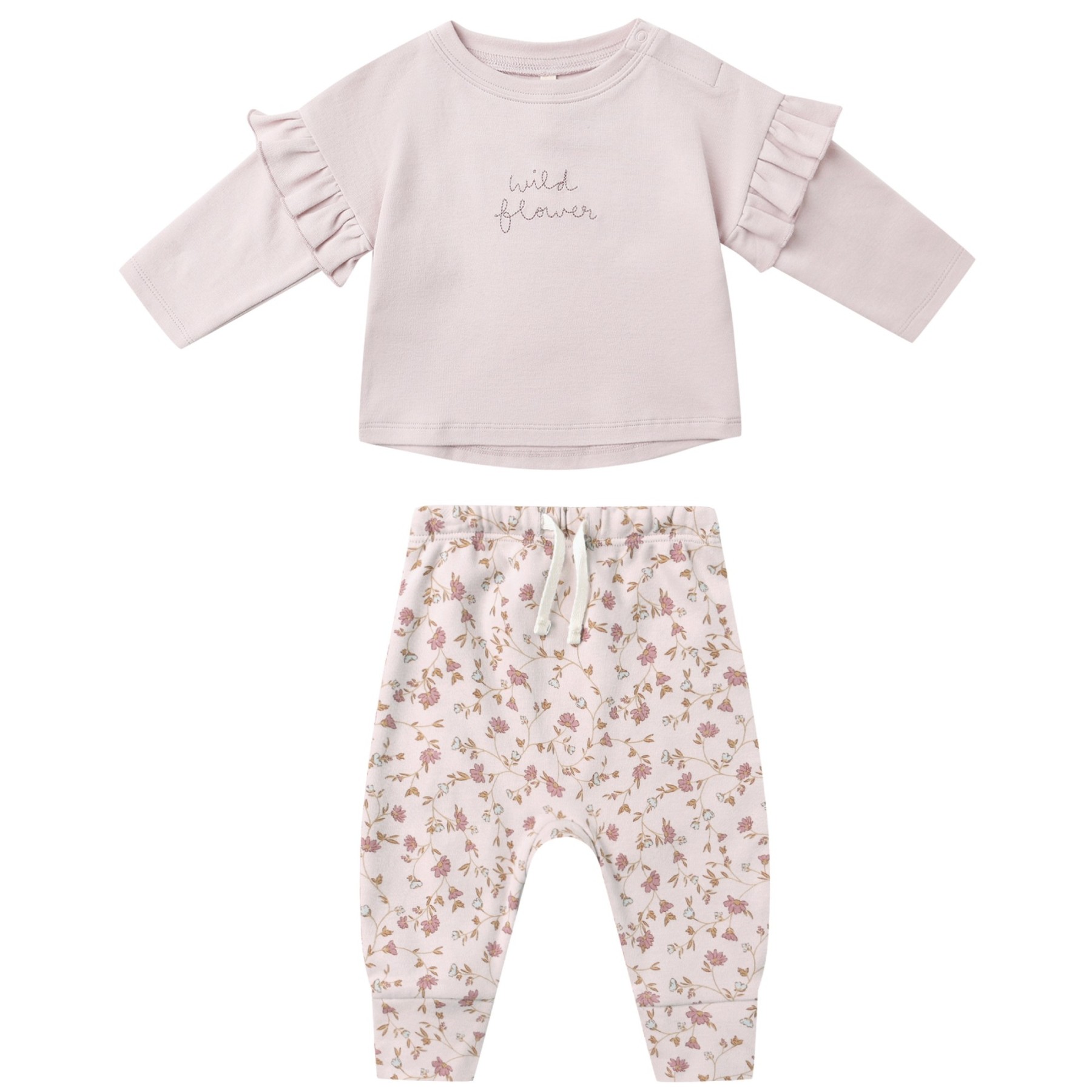 Ruffle Long Sleeve Tee Wild Flower & Drawstring Pant Garden