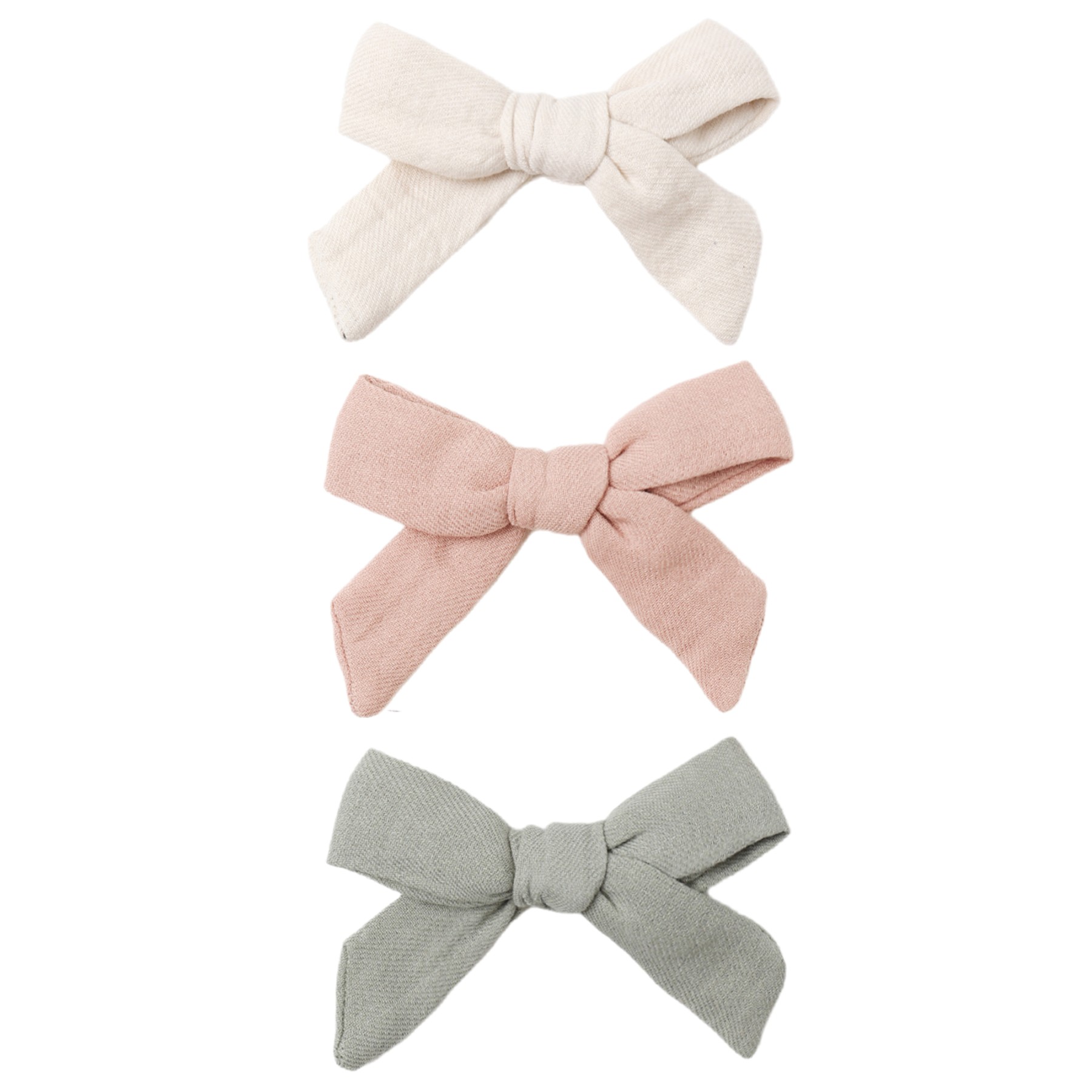 Bow W. Clip Set Of 3 Natural & Fern & Rose