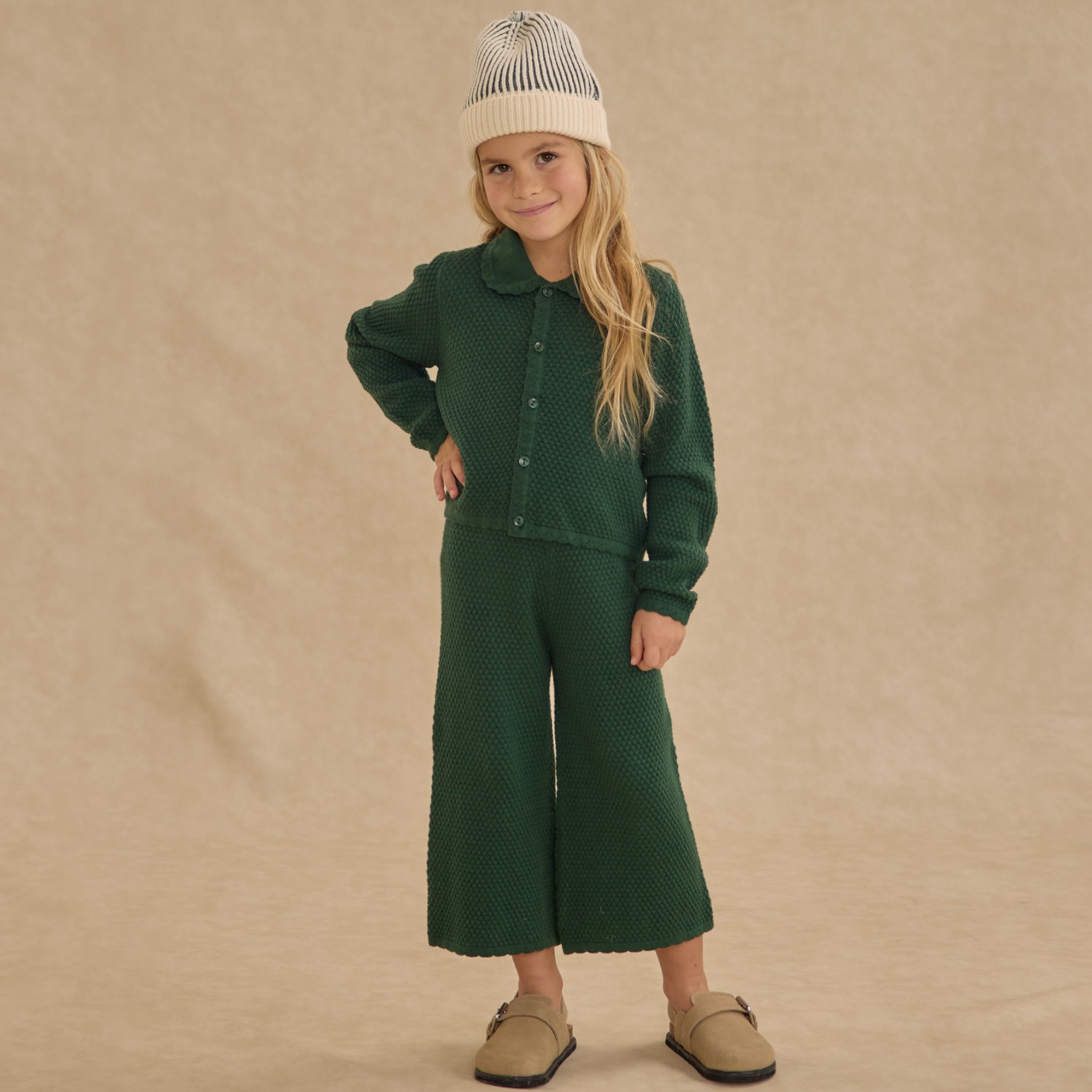 Rio Cardigan & Knit Wide Leg Pant Green