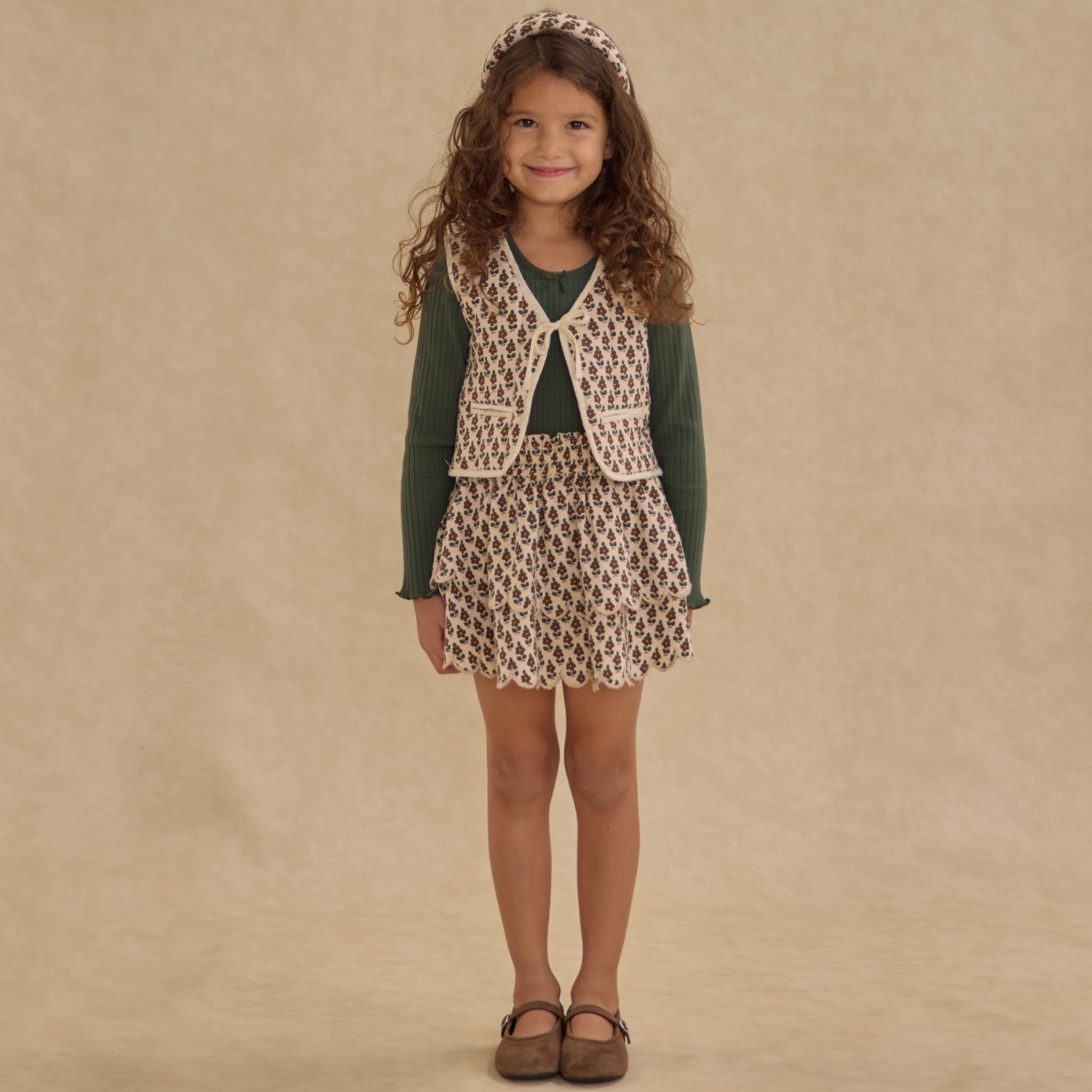 Quilted Vest & Rose Mini Skirt Harvest Floral