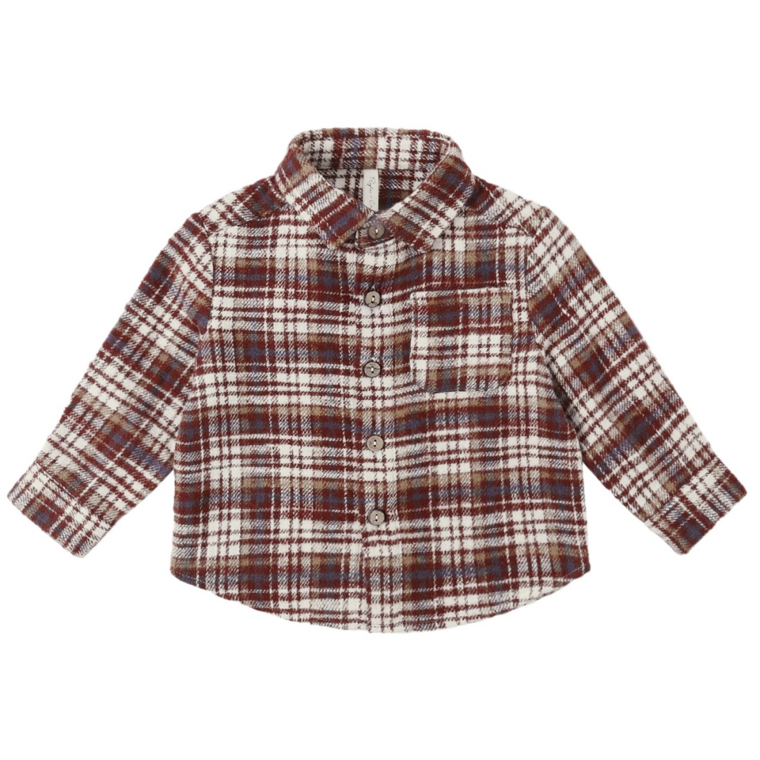Collared Long Sleeve Shirt Burgundy Plaid