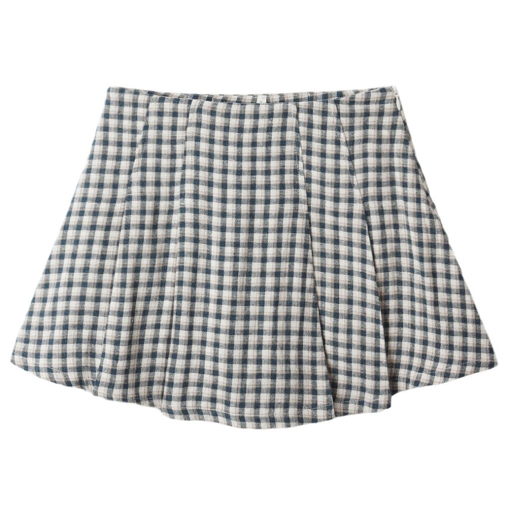 Pleated Mini Skirt Navy Check