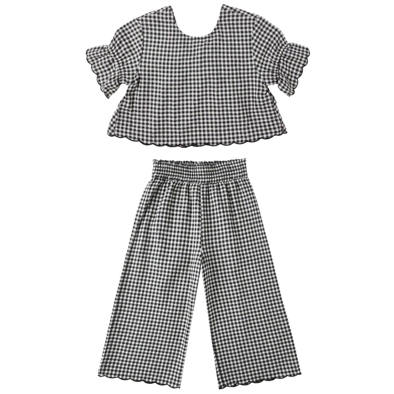 Francie Blouse & Wide Leg Pant Black Gingham
