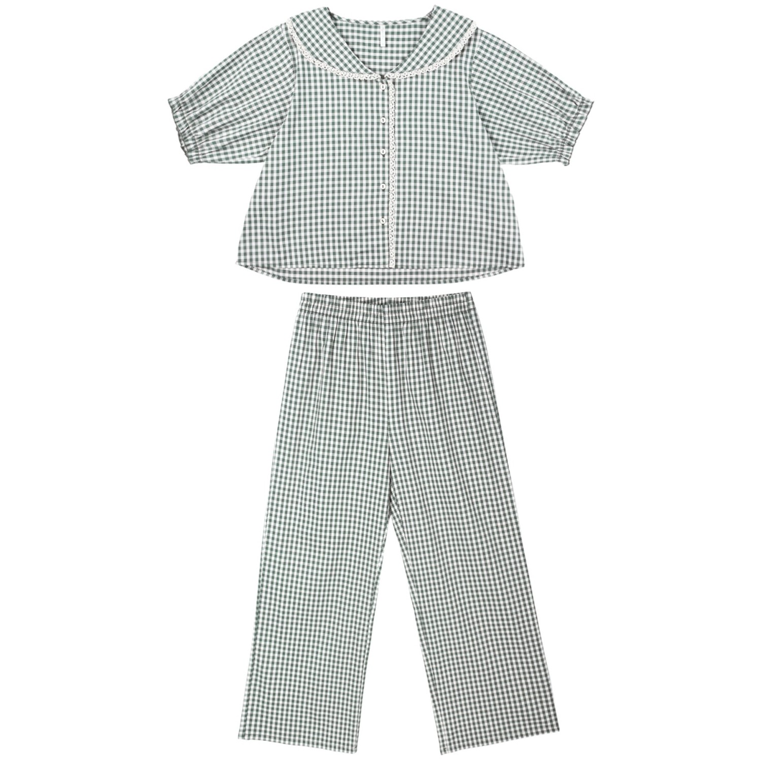 Ruffle Pajamas Evergreen Gingham