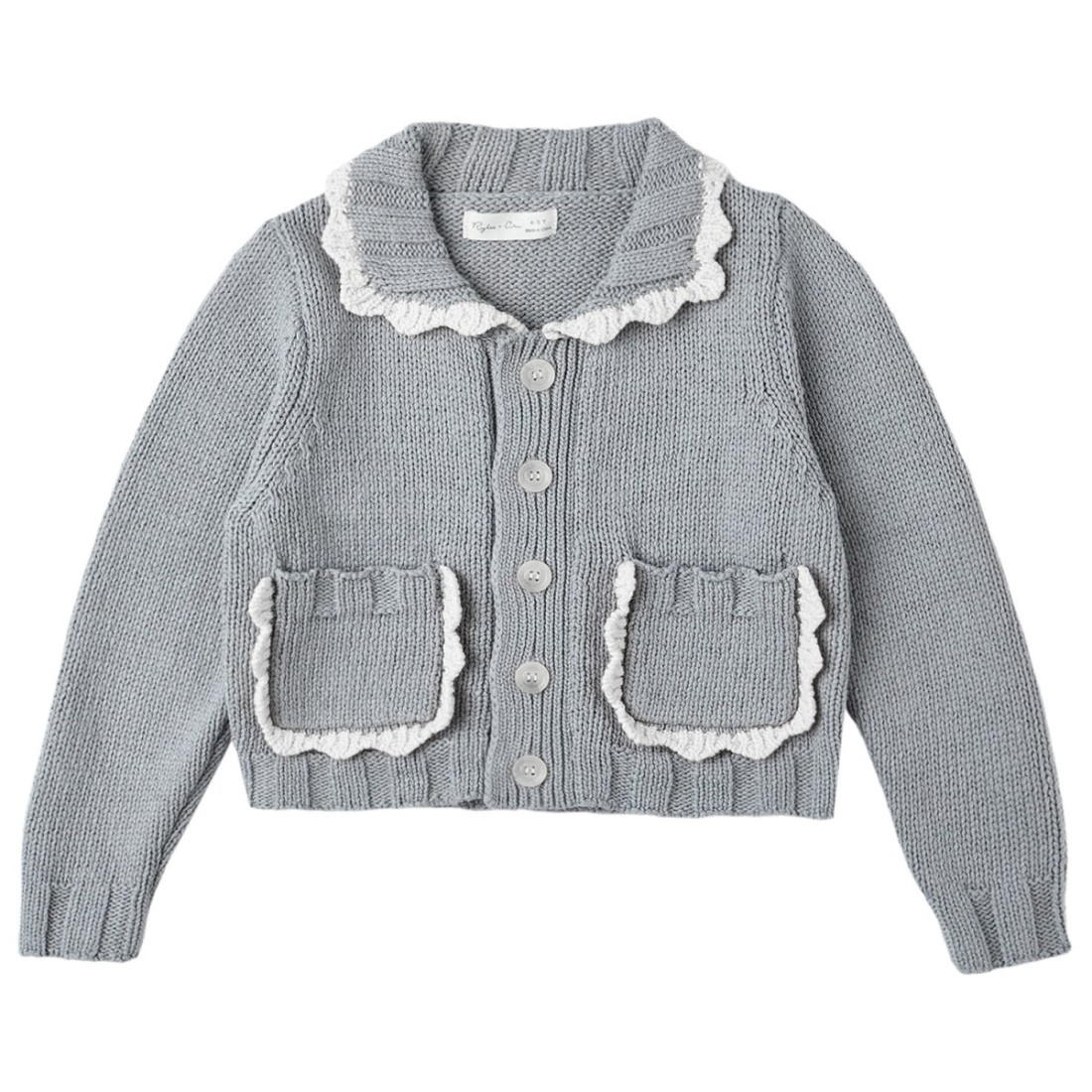 Scallop Cardigan Dusty Blue