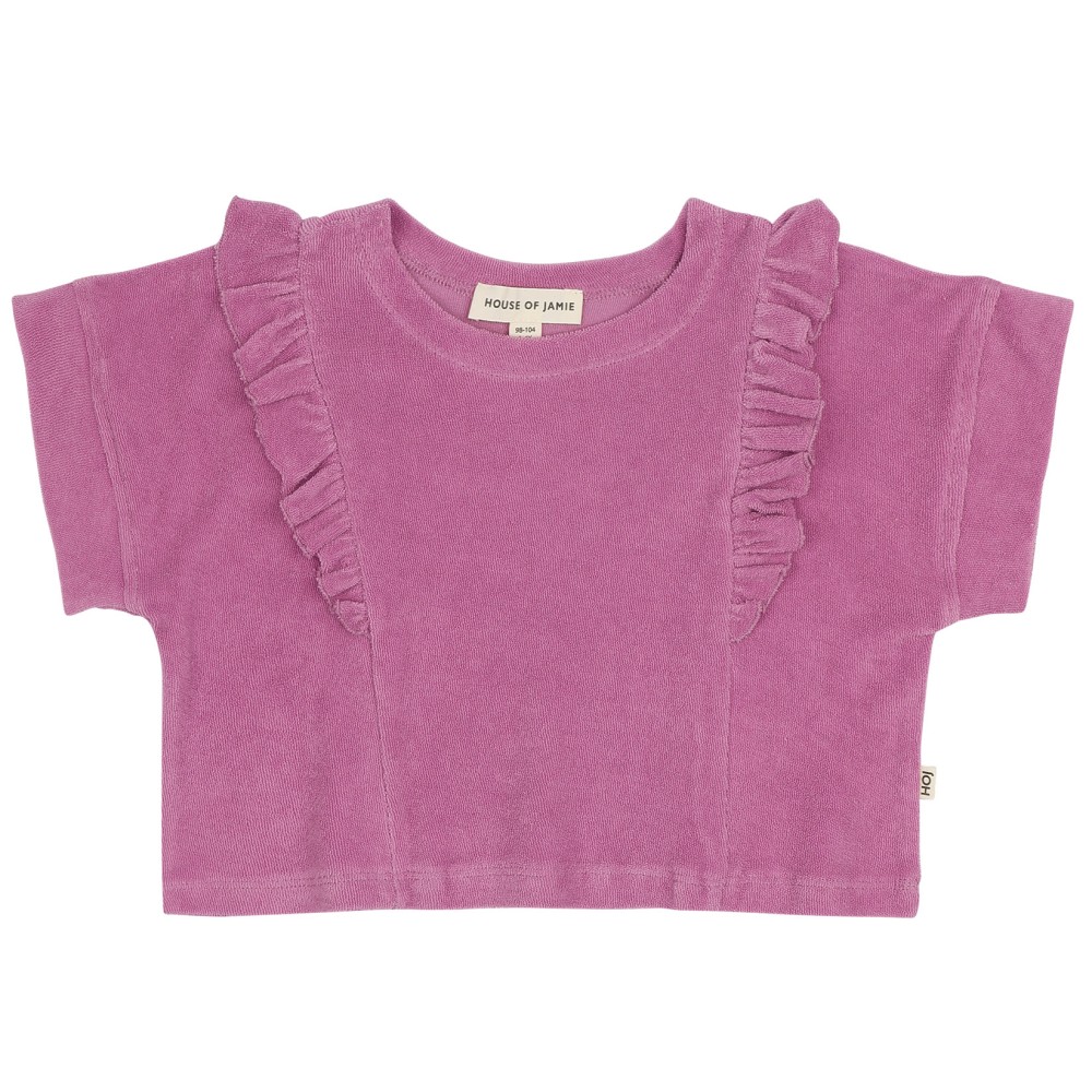 Violet Terry Cotton Relaxed Ruffled Tee