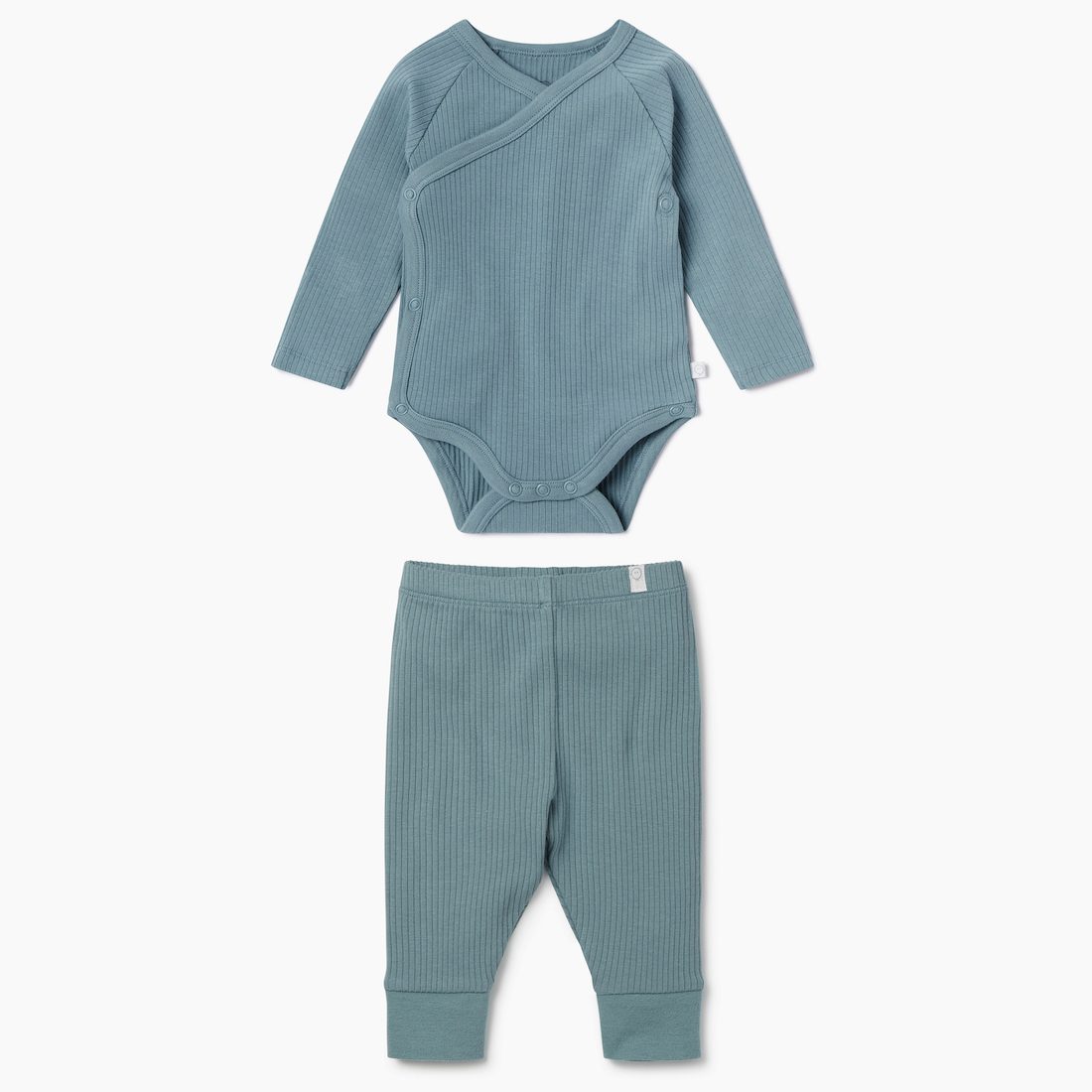 Ribbed Long Sleeve Kimono & Ribbed Leggings | Blue