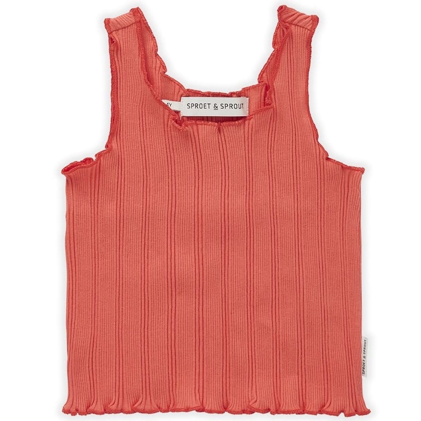 Rib Singlet Top Coral