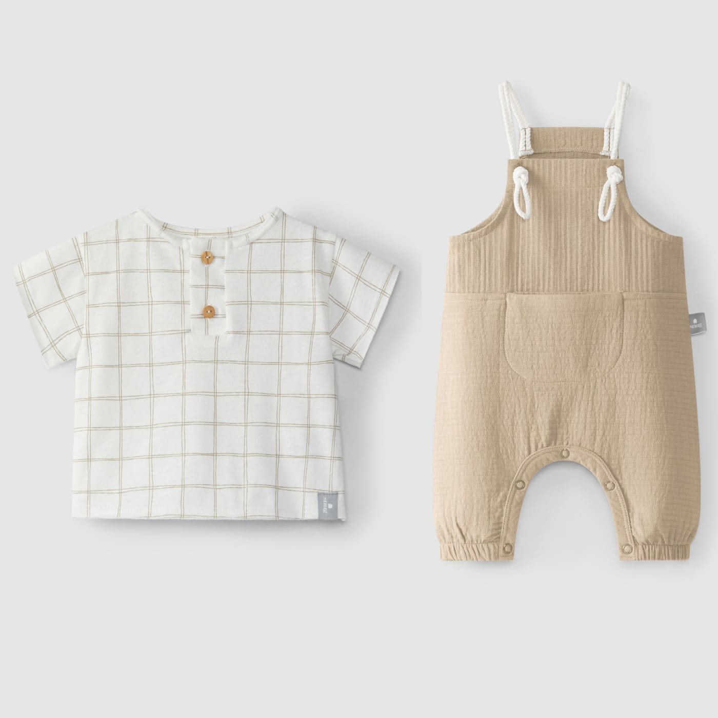 Checkered Tshirt & Plain Dungarees