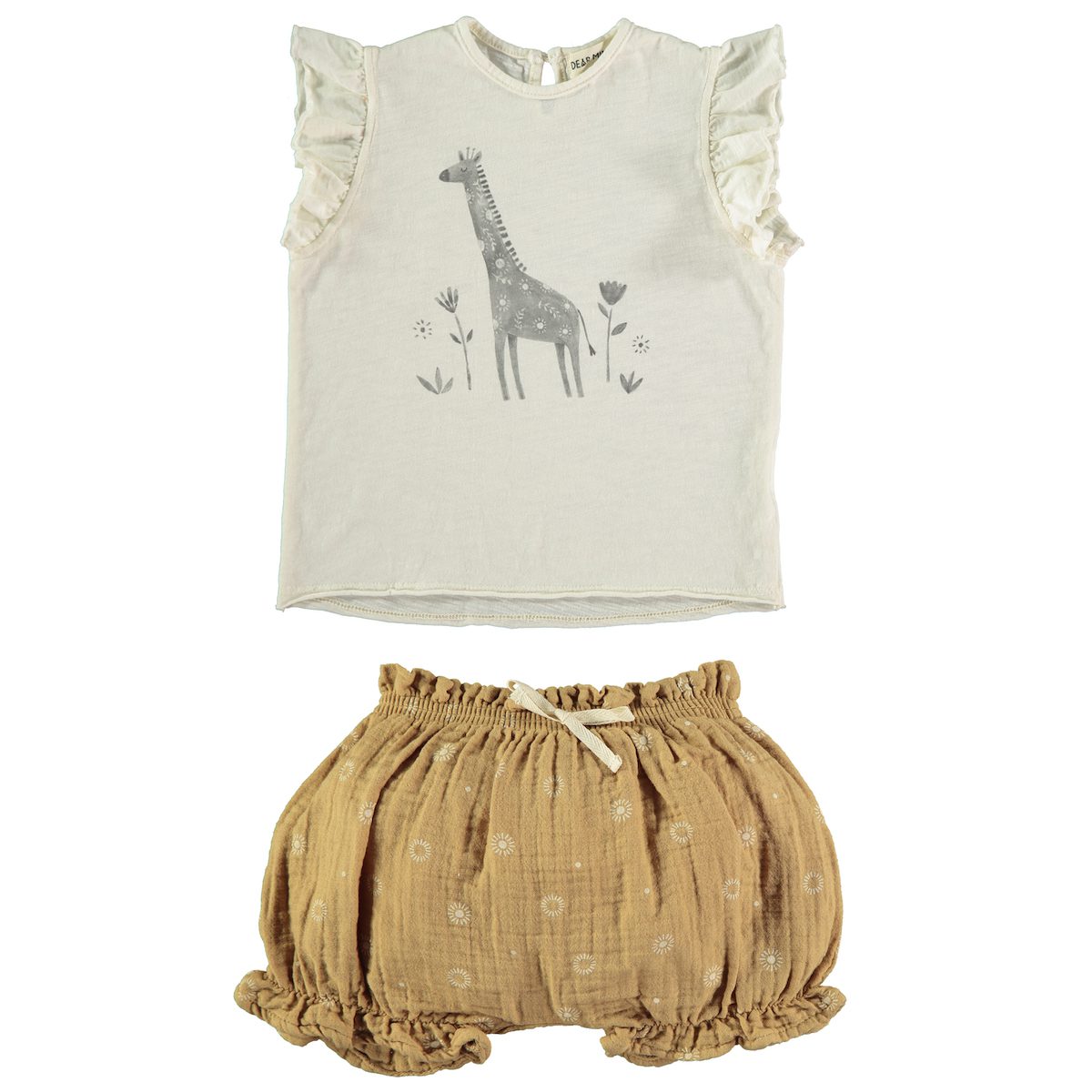 Ecru Giraffe T-Shirt & Ocre Sunshine Bloomer