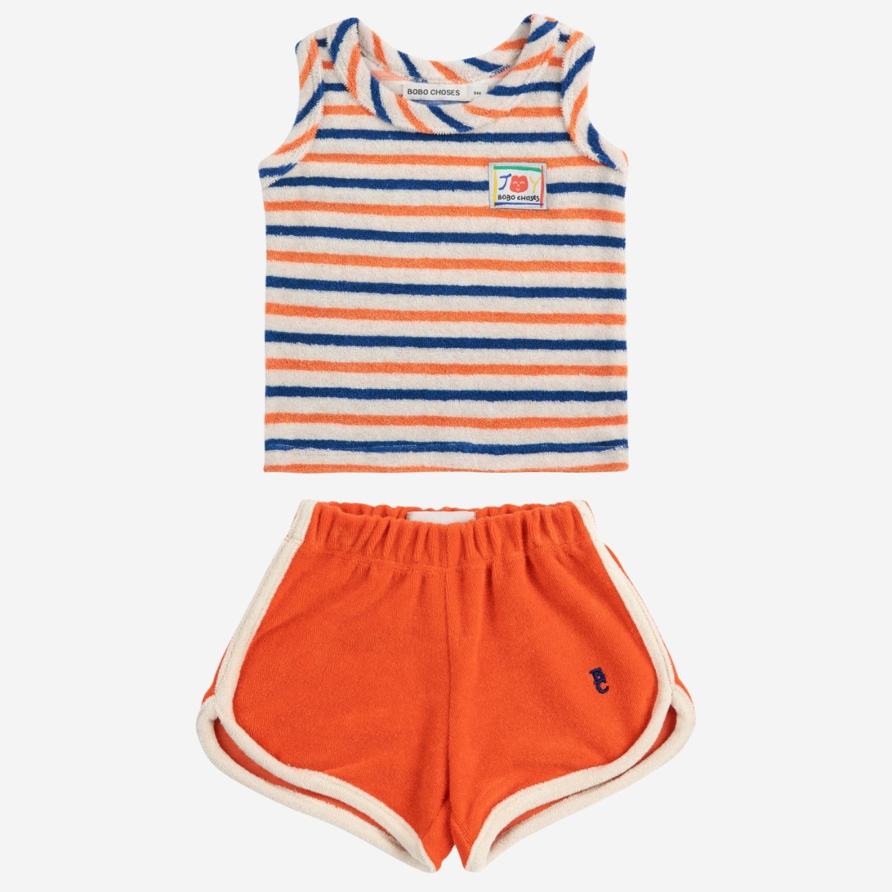 Smiling Striped Terry Cloth Top & Shorts