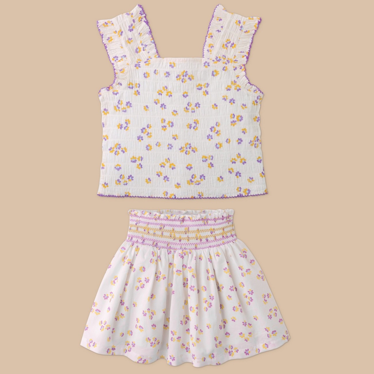 Laura Sleeveless Smocked Top & Isabella Dobby Skirt