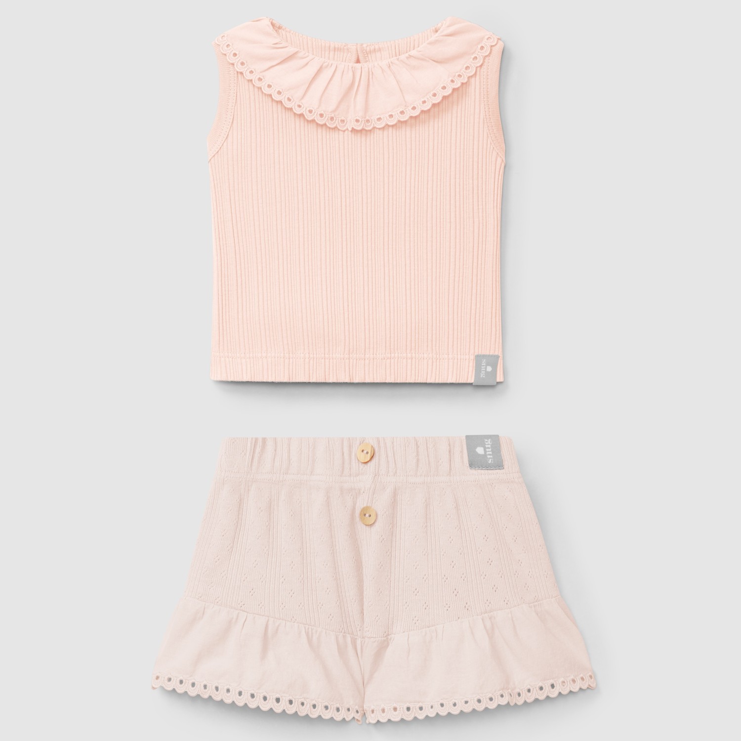 Ribbed Jersey Singlet & Ajour Pattern Shorts