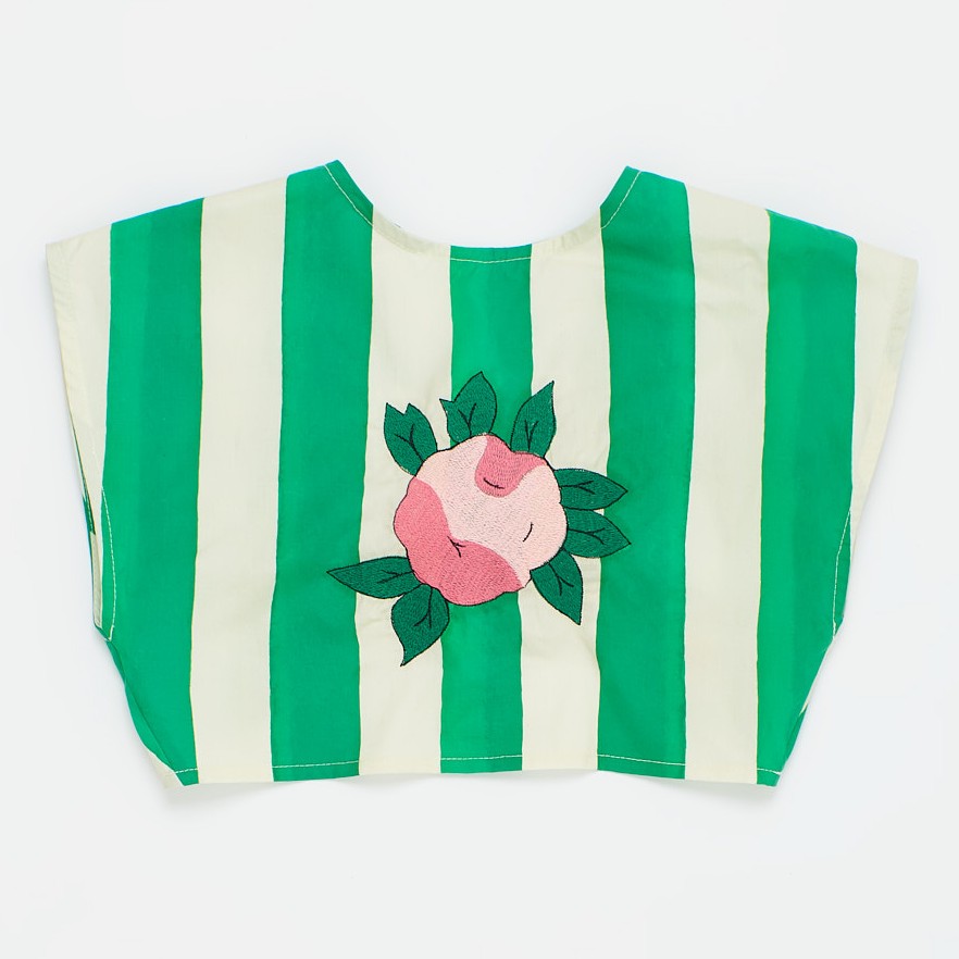 Flowers Stripes Top & Shorts | White/Green