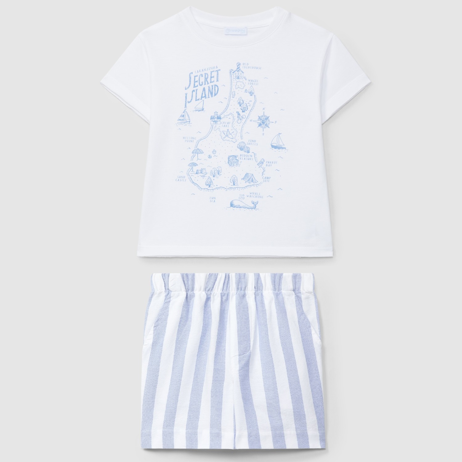 'Secret Island' Map Tshirt & Striped Oxford Shorts