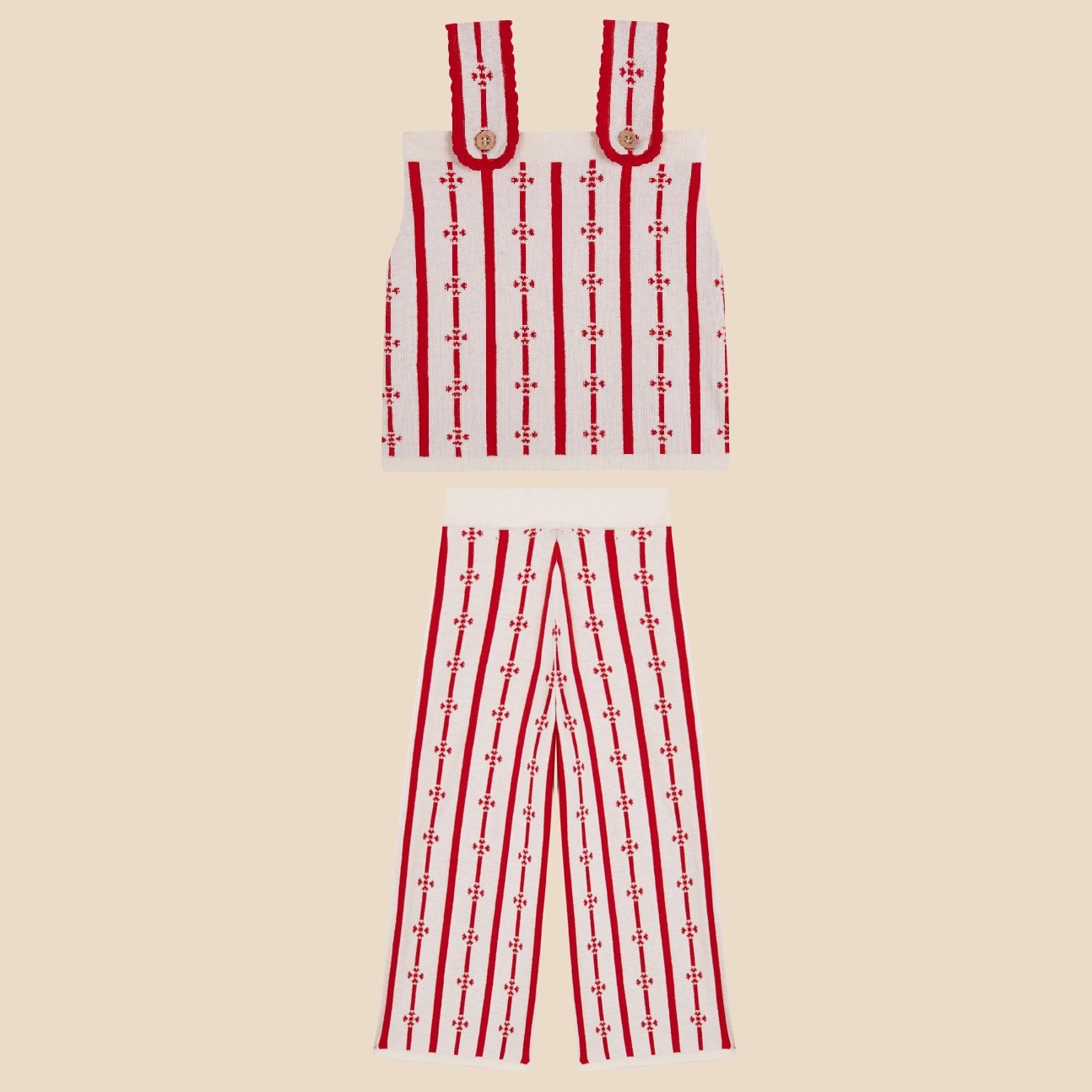 Cherry Flower Top & Cherry Flower Bell Bottom