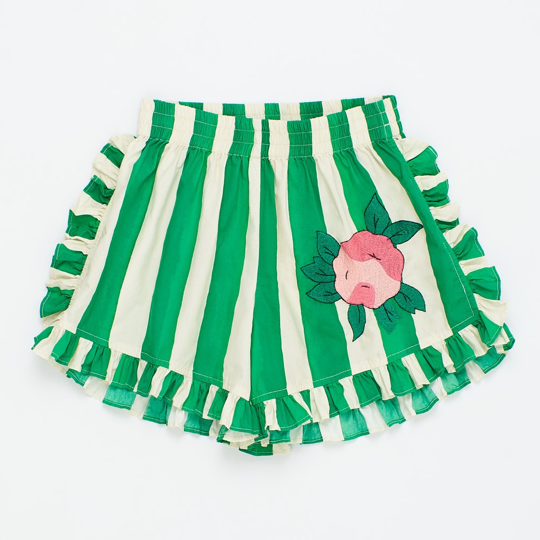 Flowers Stripes Top & Shorts | White/Green