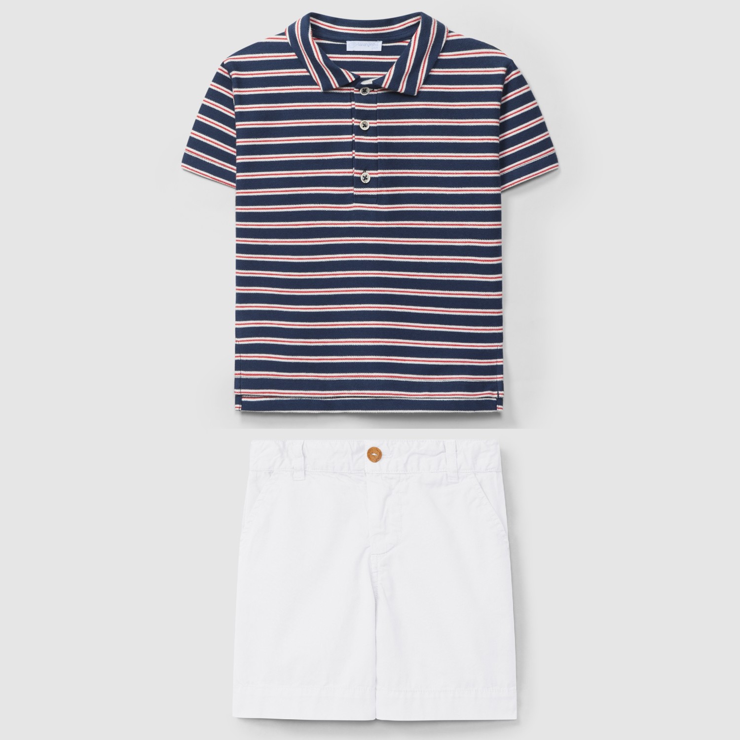 Polo Shirt Striped & Palin Twill Shorts