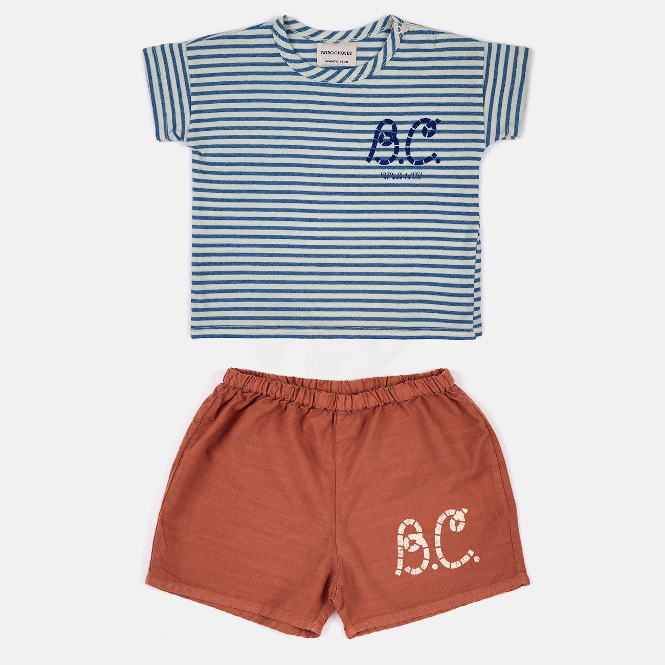 Blue Stripes T-Shirt & BC Sail Rope Woven Shorts