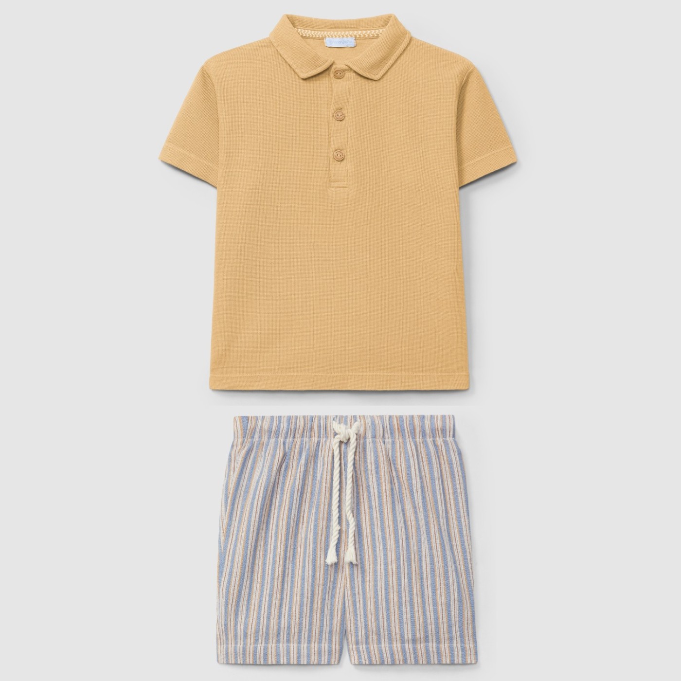 Waffle Polo & Shorts Stripes
