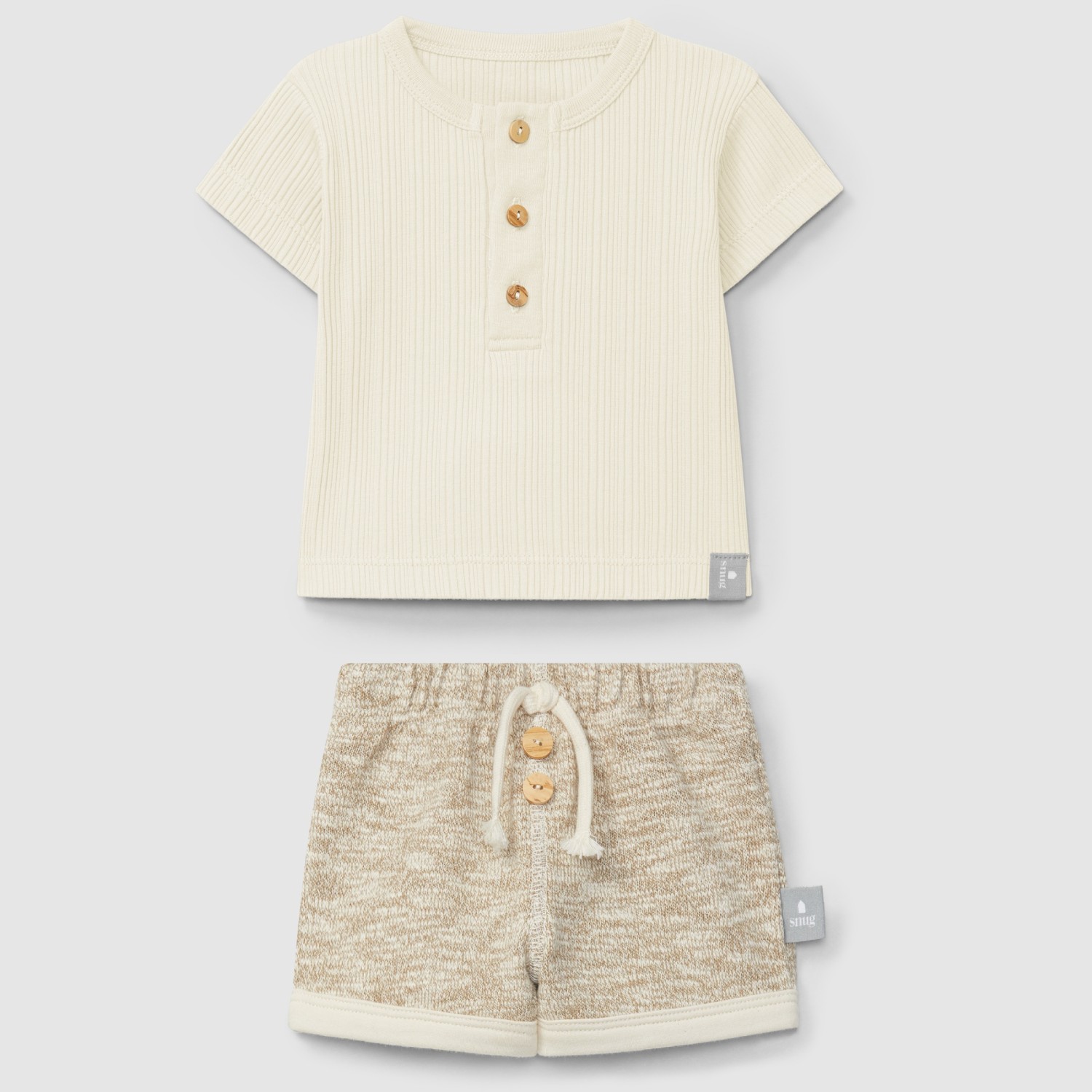 Ribbed Jersey Tshirt & Jersey Knit Effect Shorts