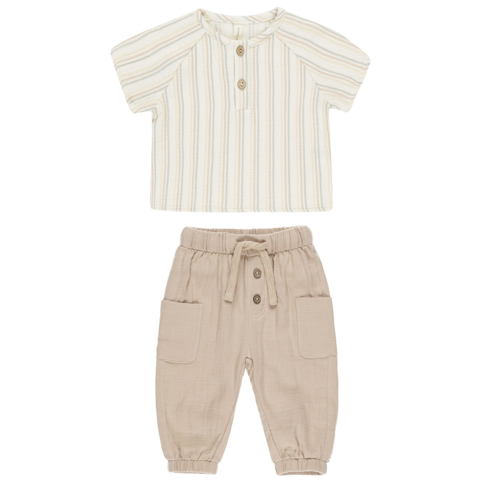 Summer Stripe Short Sleeve Zion Shirt & Oat Luca Pant