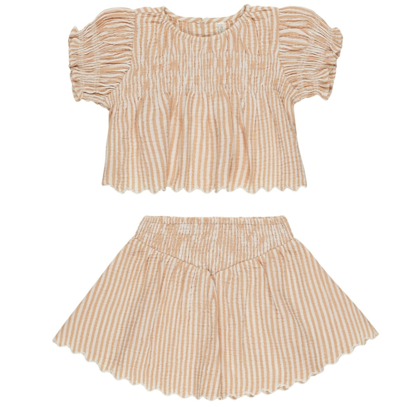 Colette Top & Smocked V Mini Skirt | Grapefruit Stripe