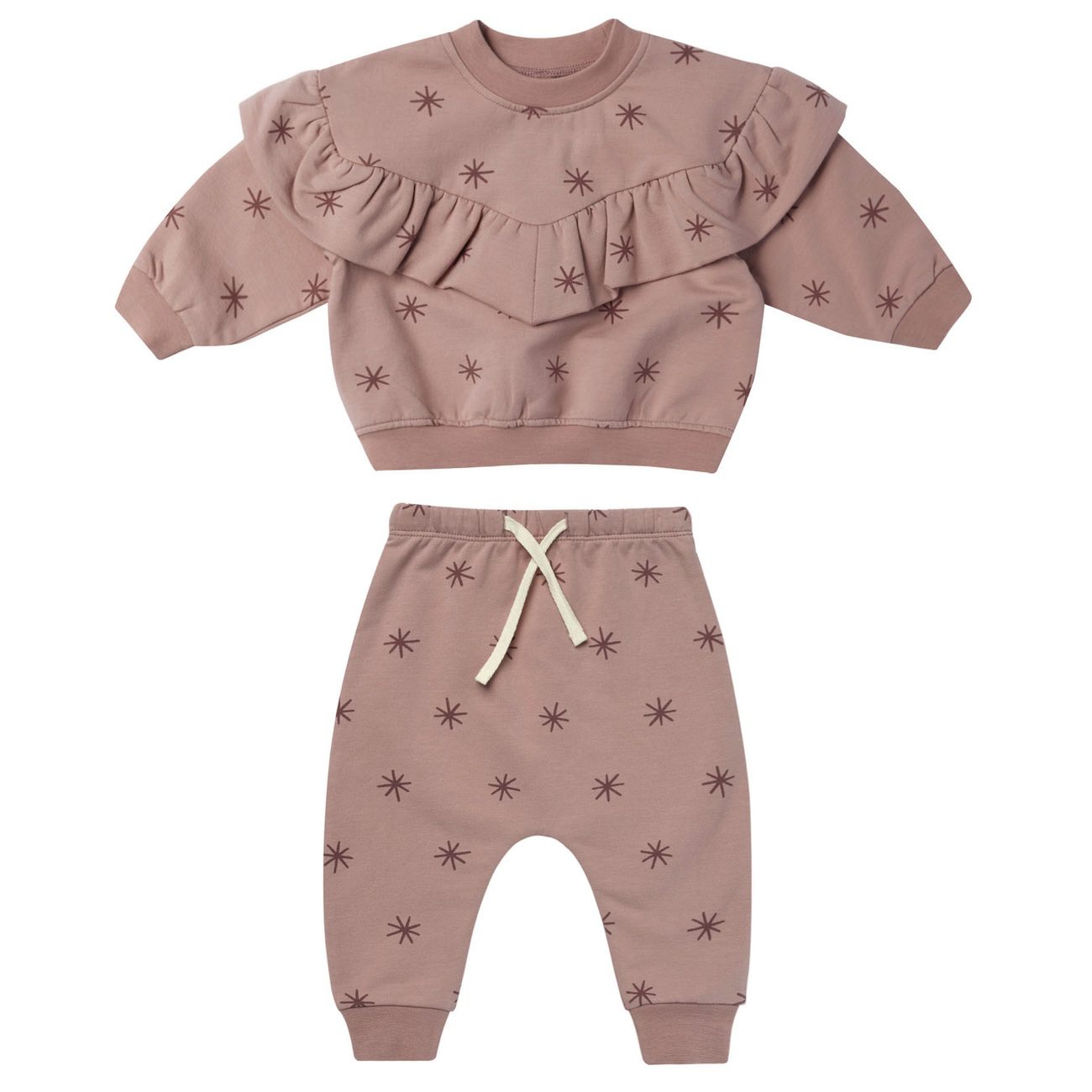 Ruffle Fleece Sweatshirt & Fleece Sweatpant | Snow Stars