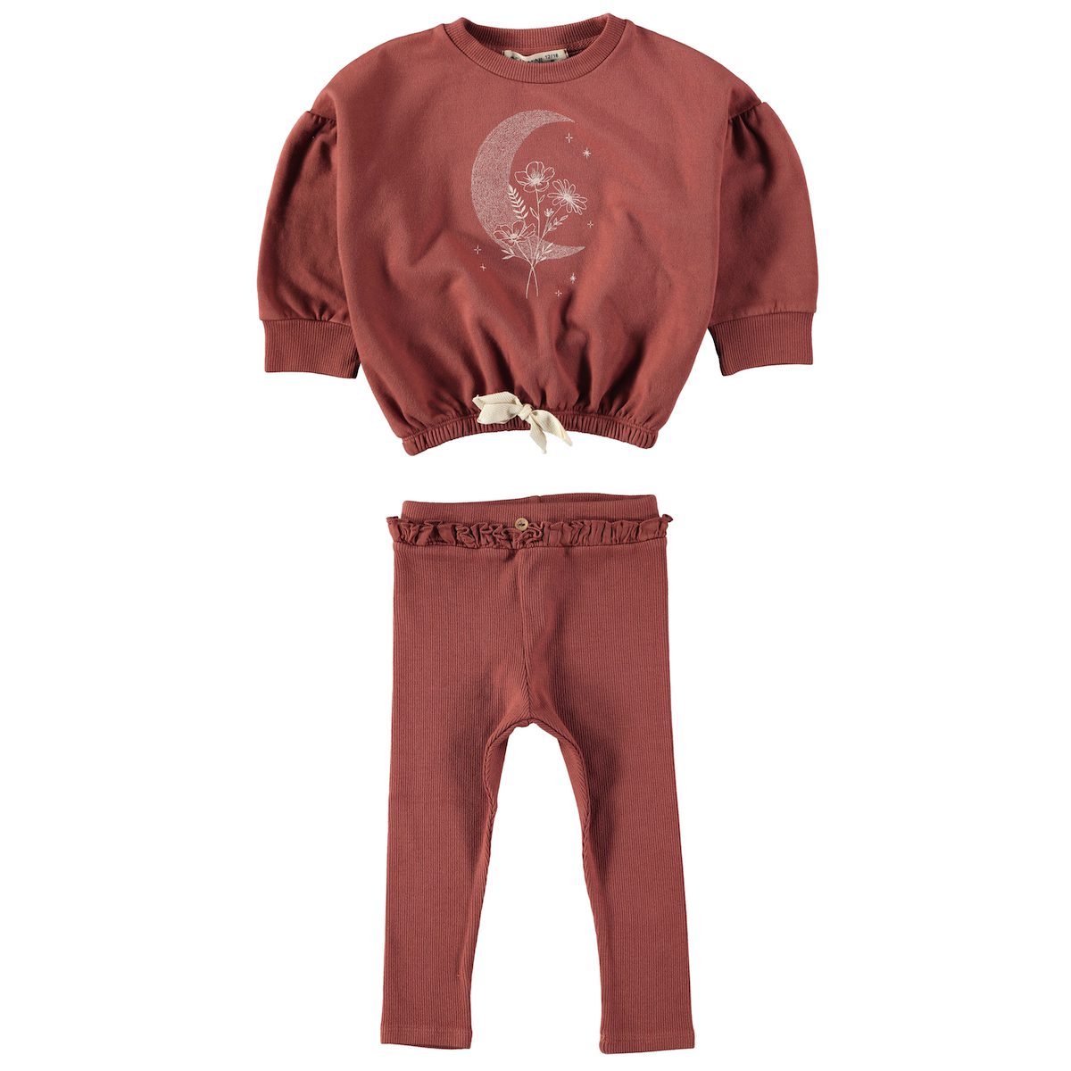 Moon Sweatshirt & Ribbed Leggings | Terracotta