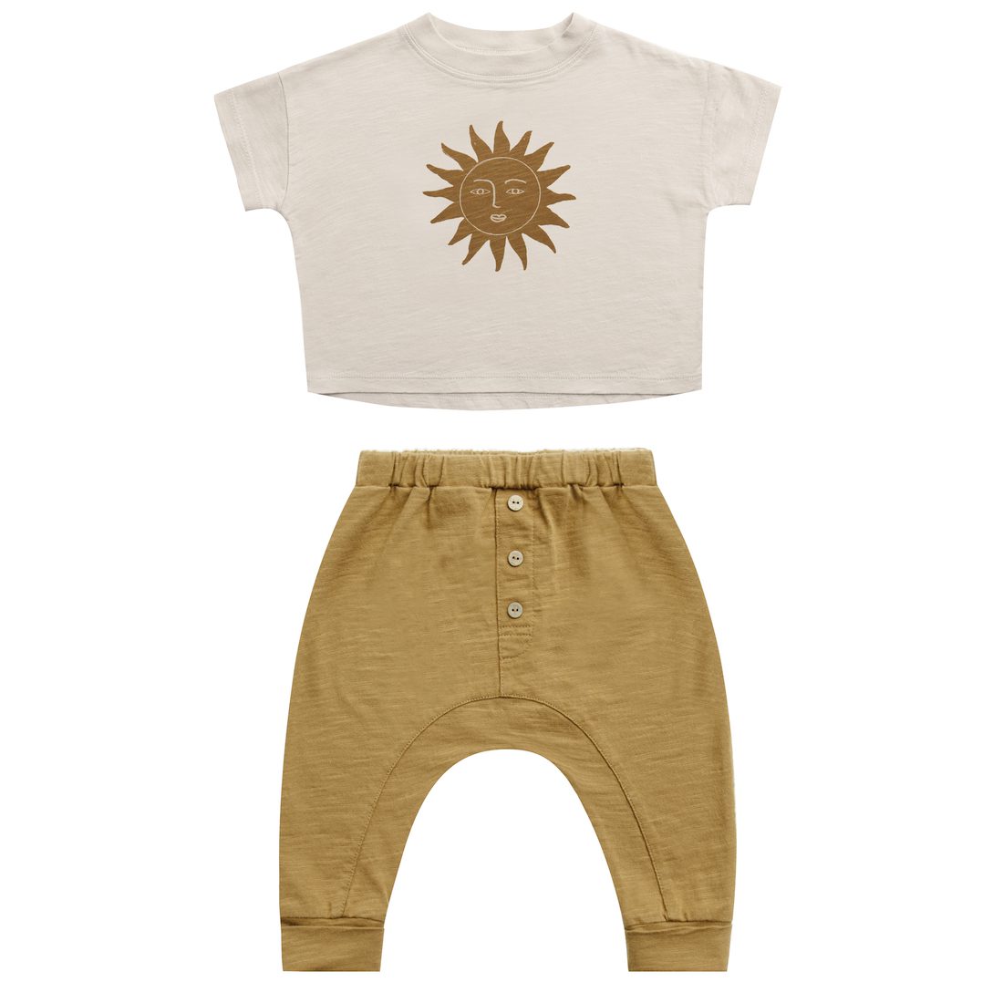 Stone El Sol Boxy Tee & Gold Baby Cru Pant