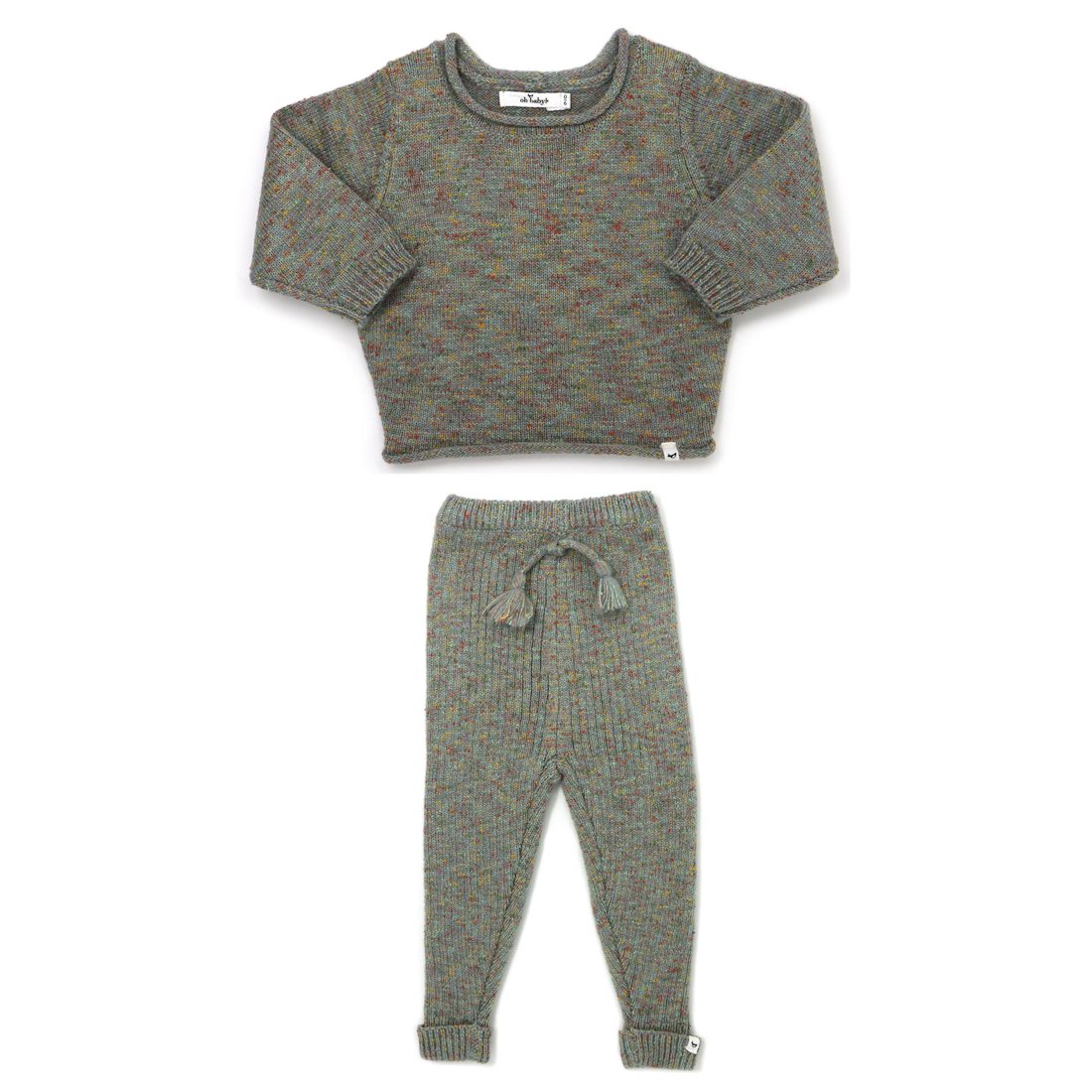 Crew Knit Sweater & Knit Rib Legging | Fog