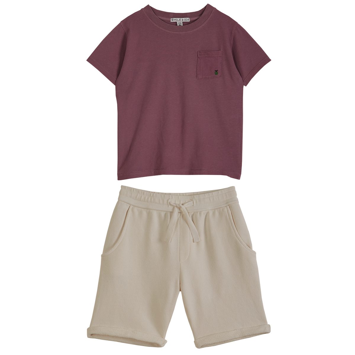 Violet T-Shirt & Ecru Shorts