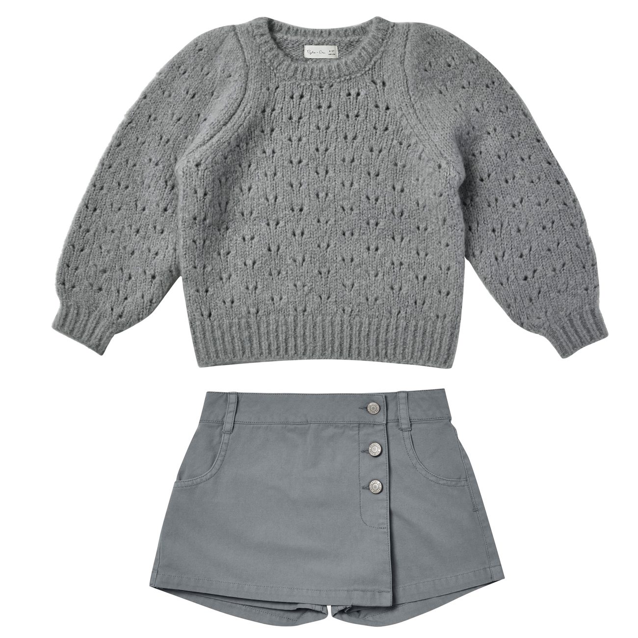Balloon Sweater & Asymmetrical Skort | Dusty Blue