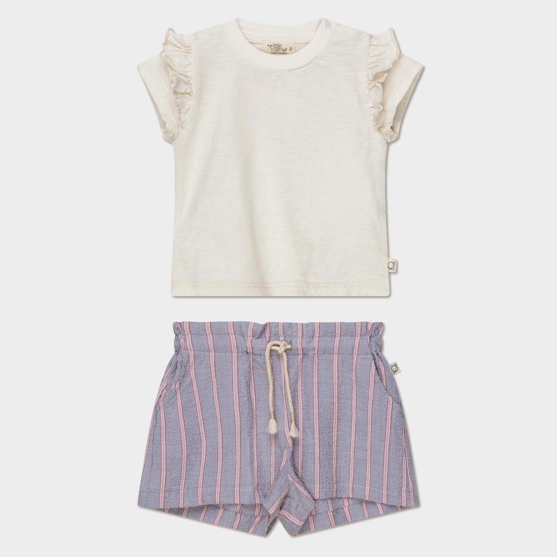 Hanna Slub Ruffle T-shirt & Liza Seersucker Stripe Shorts