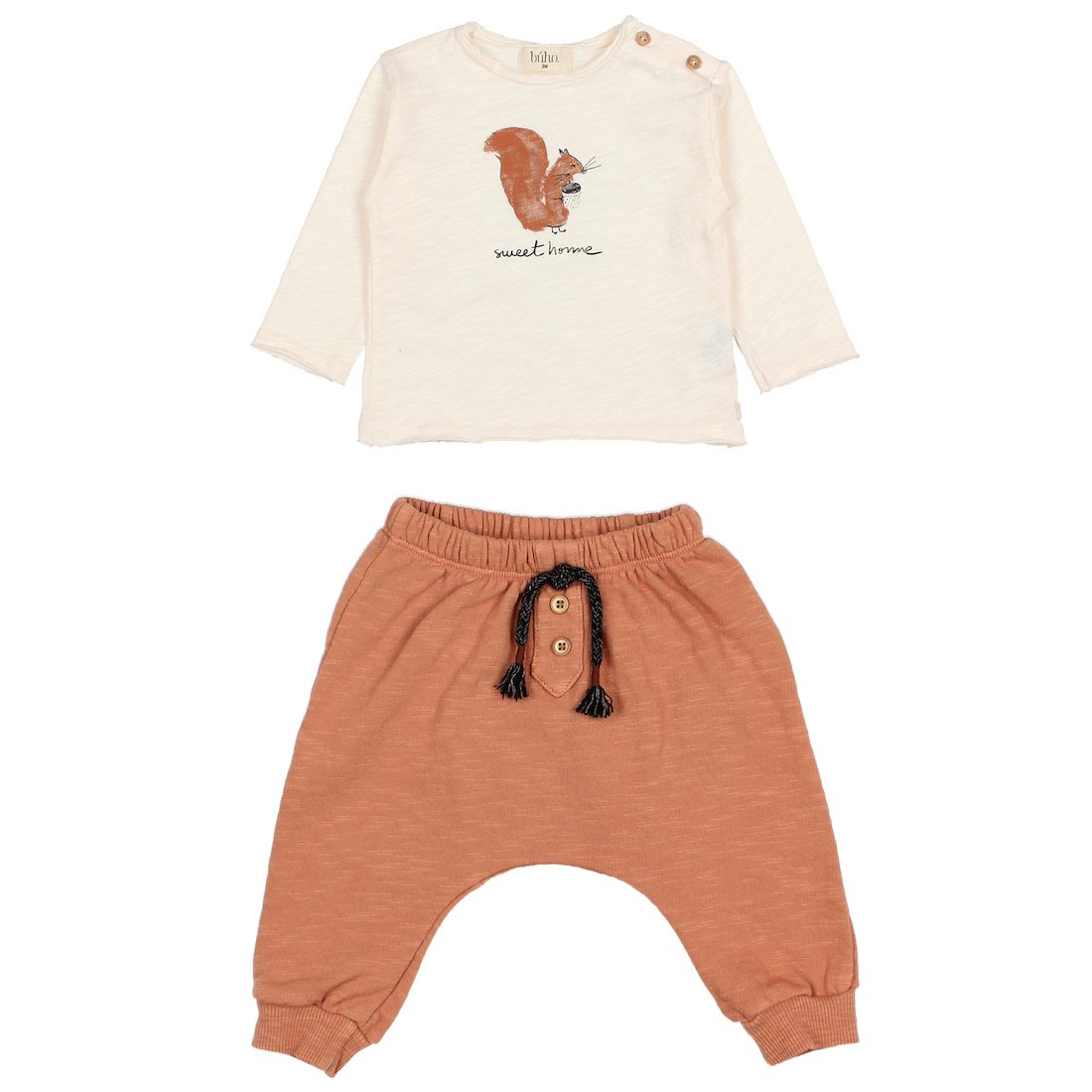 Milk Squirrel Top & Hazel Fleece Pants