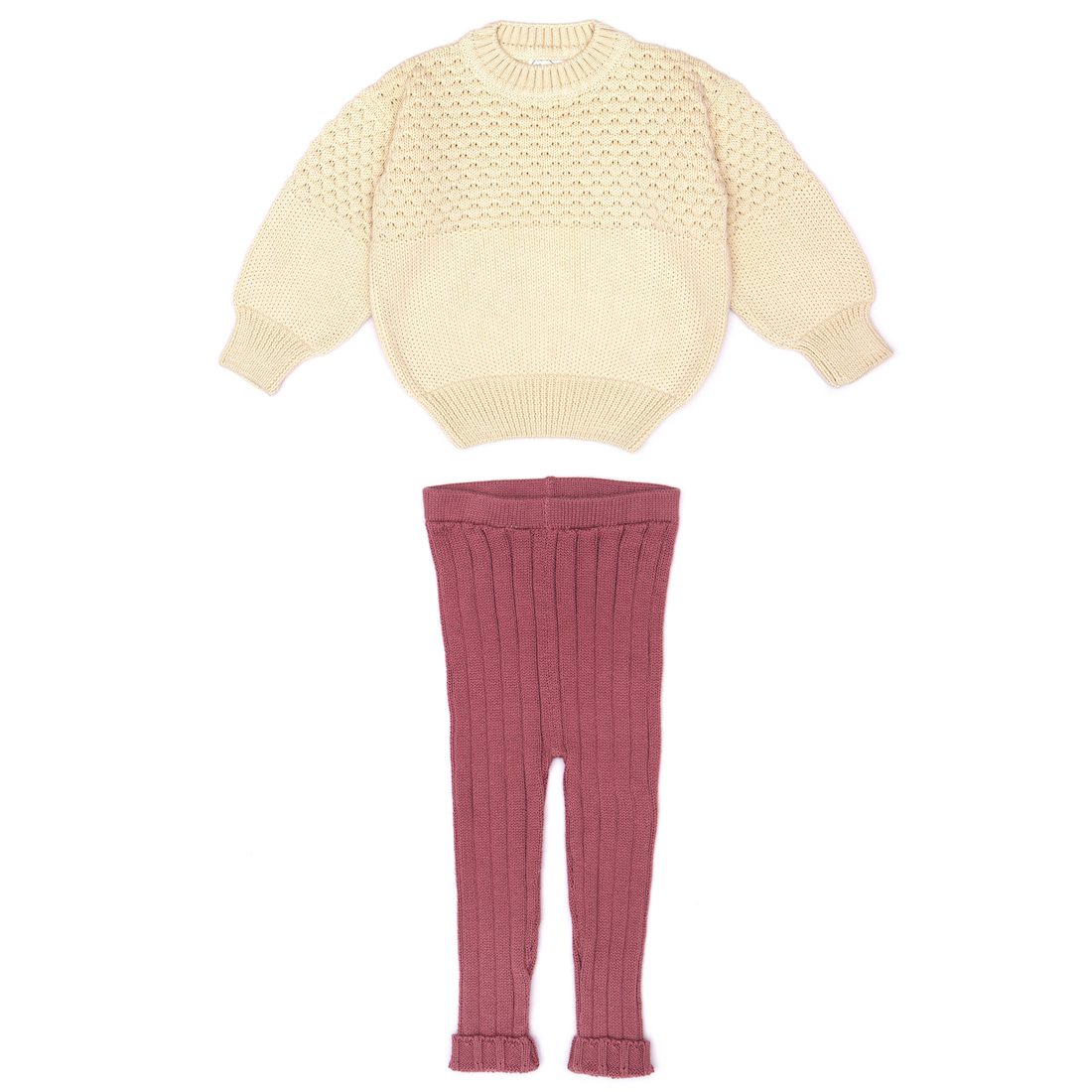 Natural Aubrey Sweater & Mauve Knitted Leggings