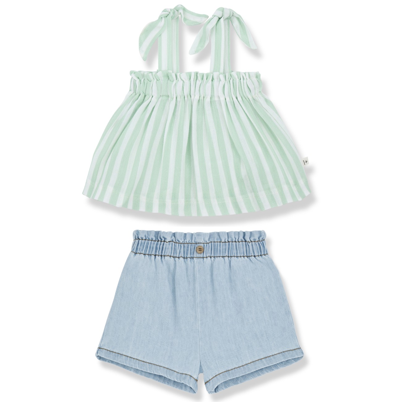 Adela Top & Beatrice Short | Denim/Subtle Green
