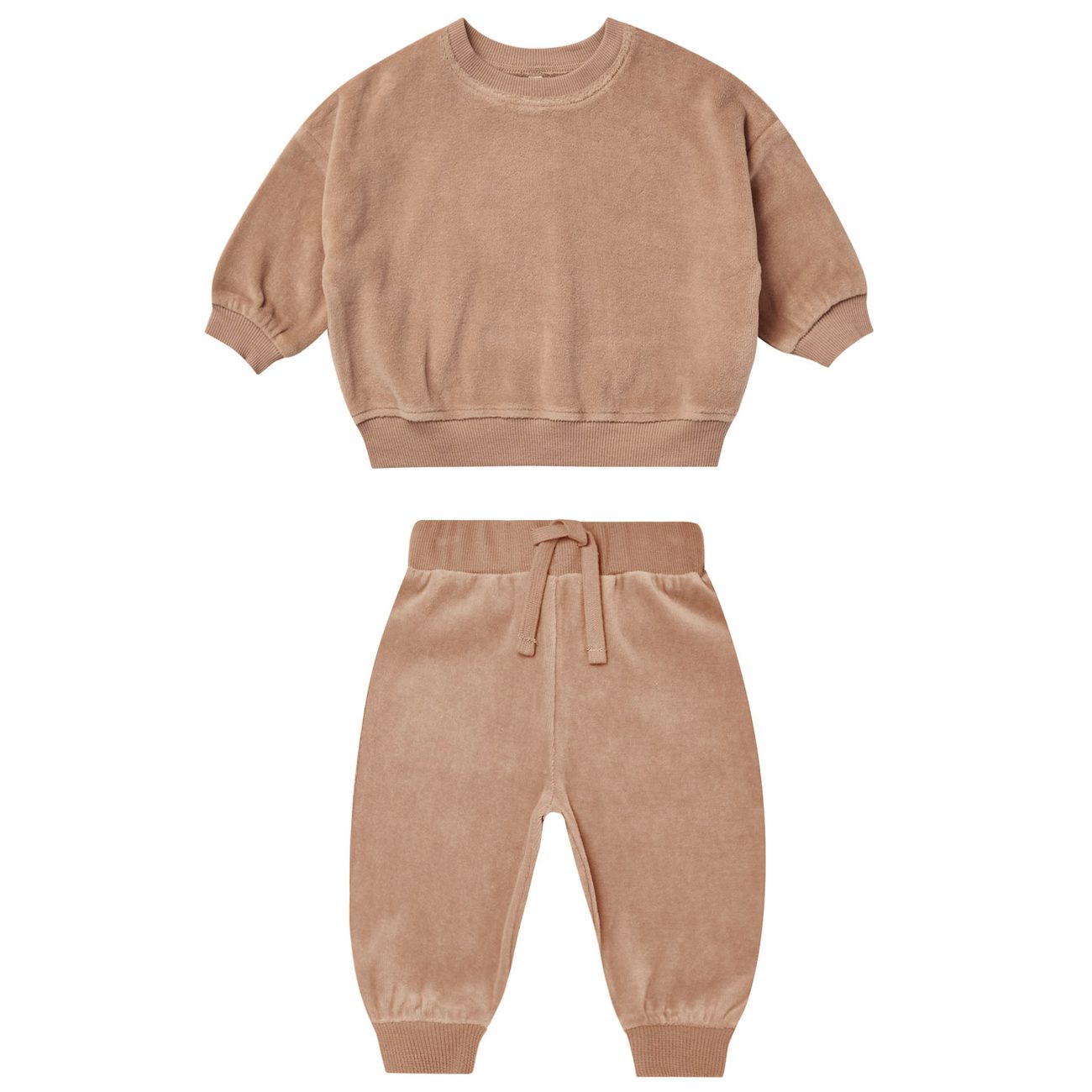Velour Relaxed Sweatshirt & Sweatpants | Blush