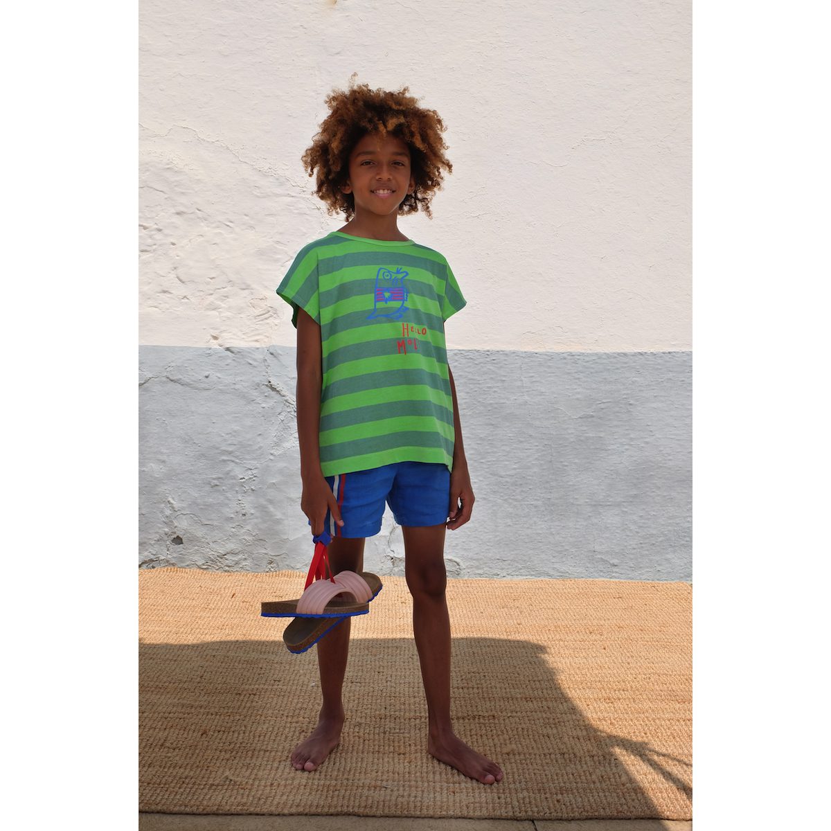 T-Shirt Hello Mole & Short Linen Side Stripes