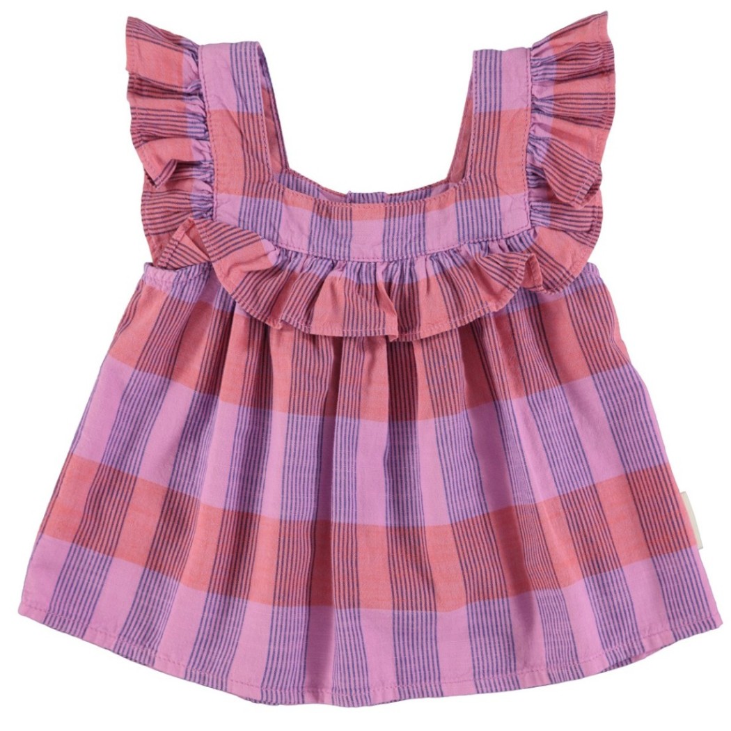 Sleeveless Blouse | Lavender Checkered