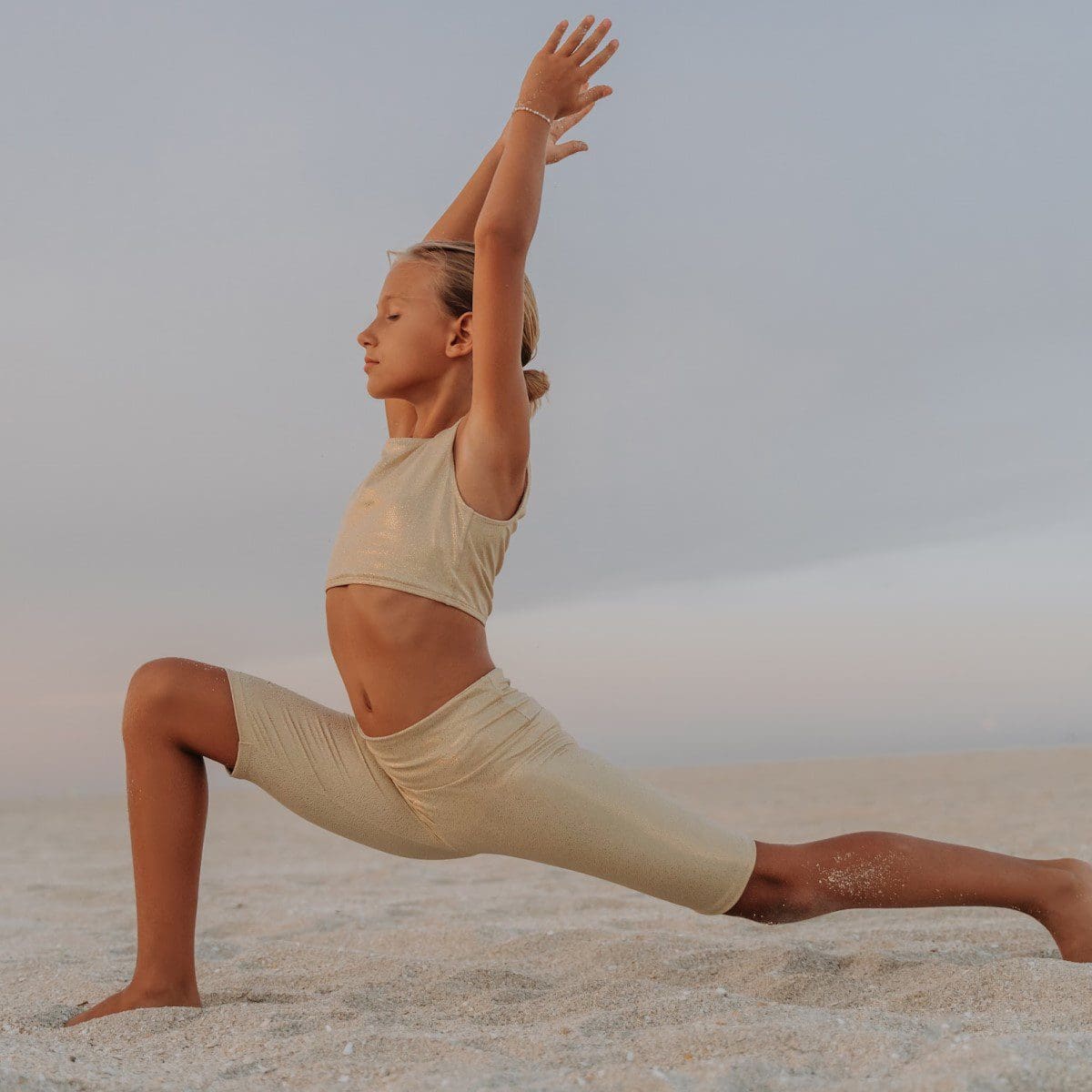 Biker Shorts & Top | Gold Glitter