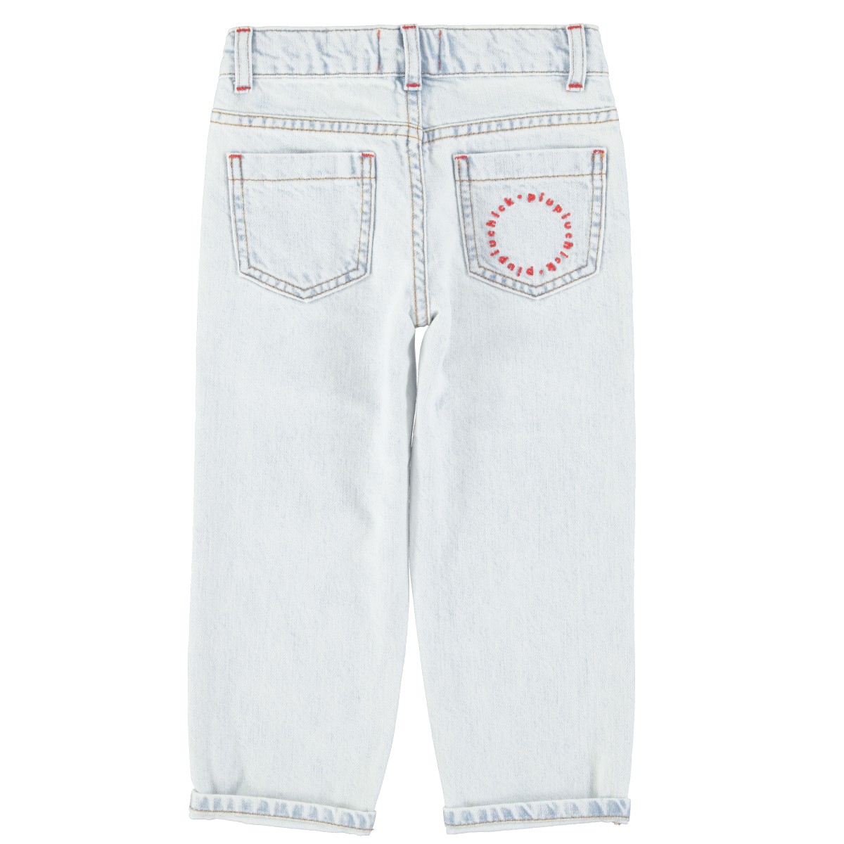 Washed Light Blue Denim Unisex Trousers 