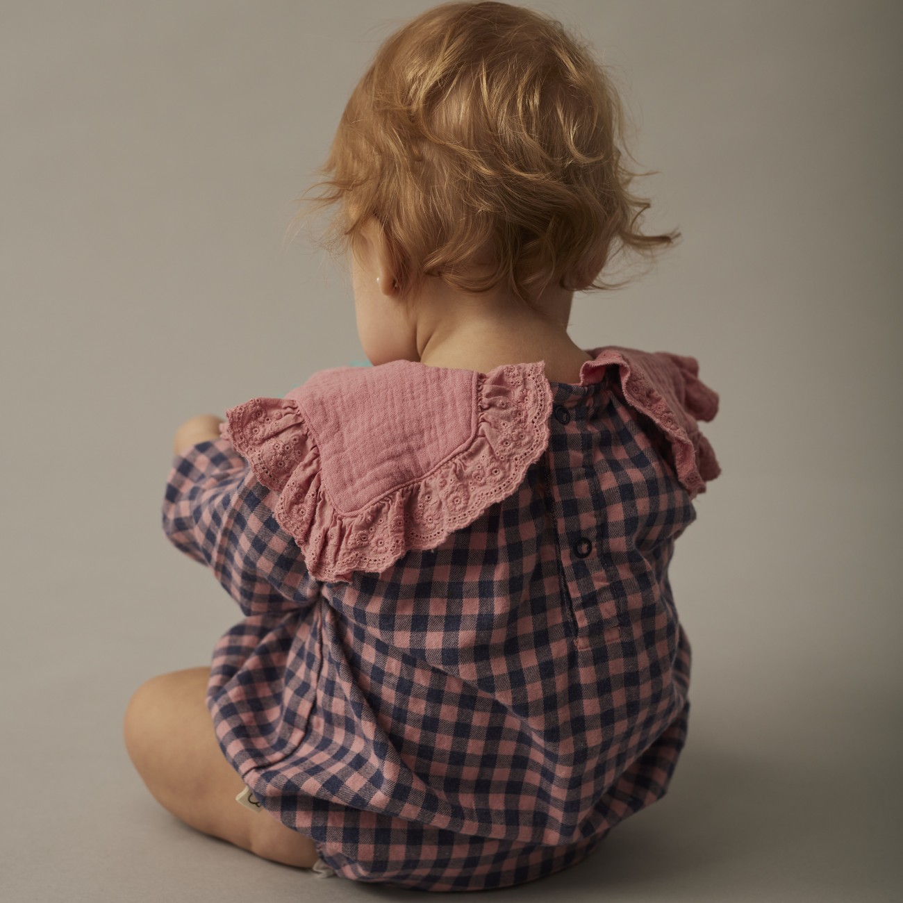 Rose Tea Gingham Flannel Romper