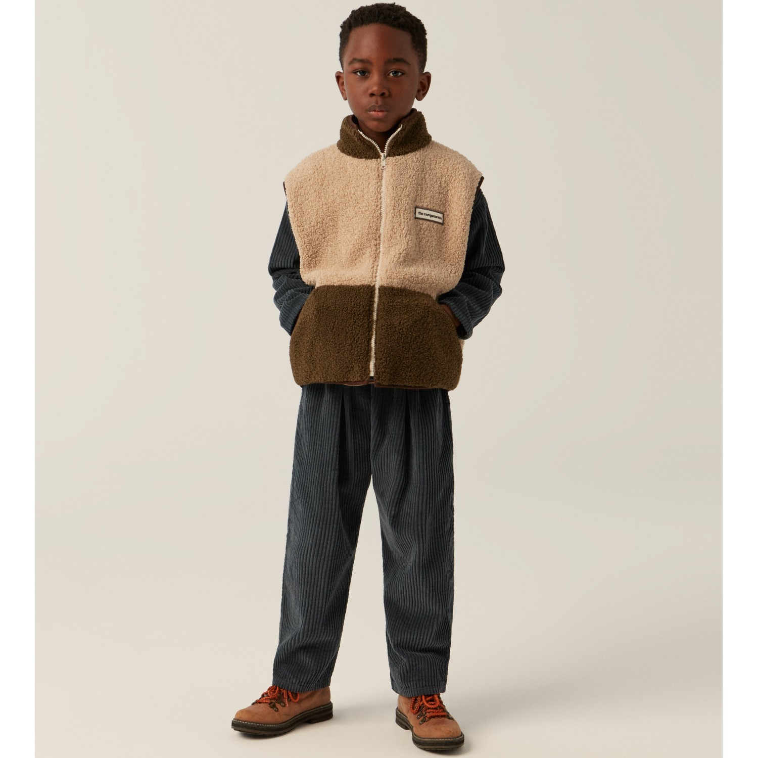 Green & Ecru Teddy Vest  