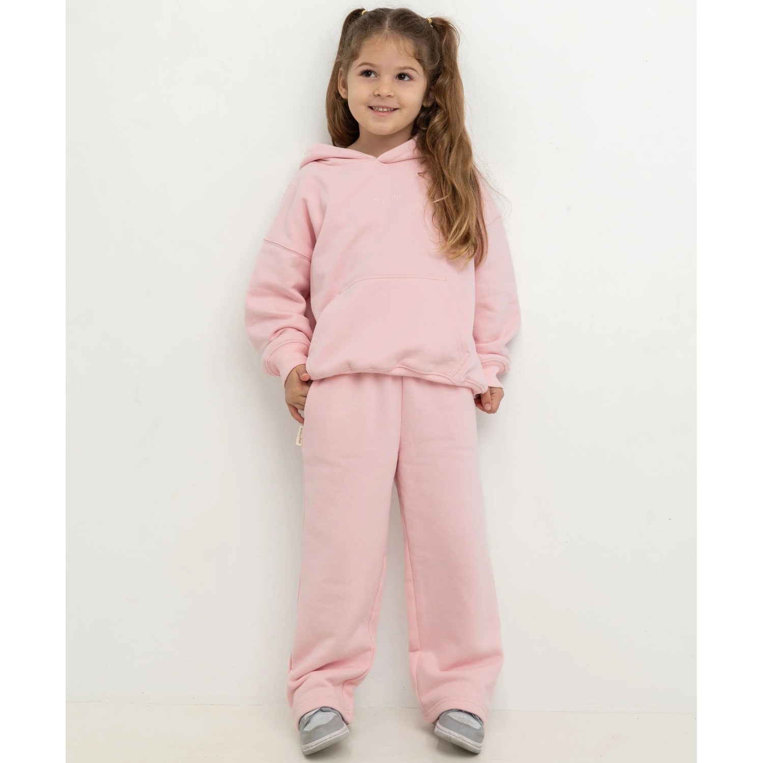 Sporty Puff Print Hoodie Tracksuit Set Pink