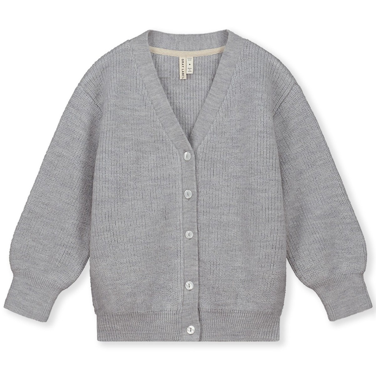 Merino Wool Knitted Cardigan Grey Melange